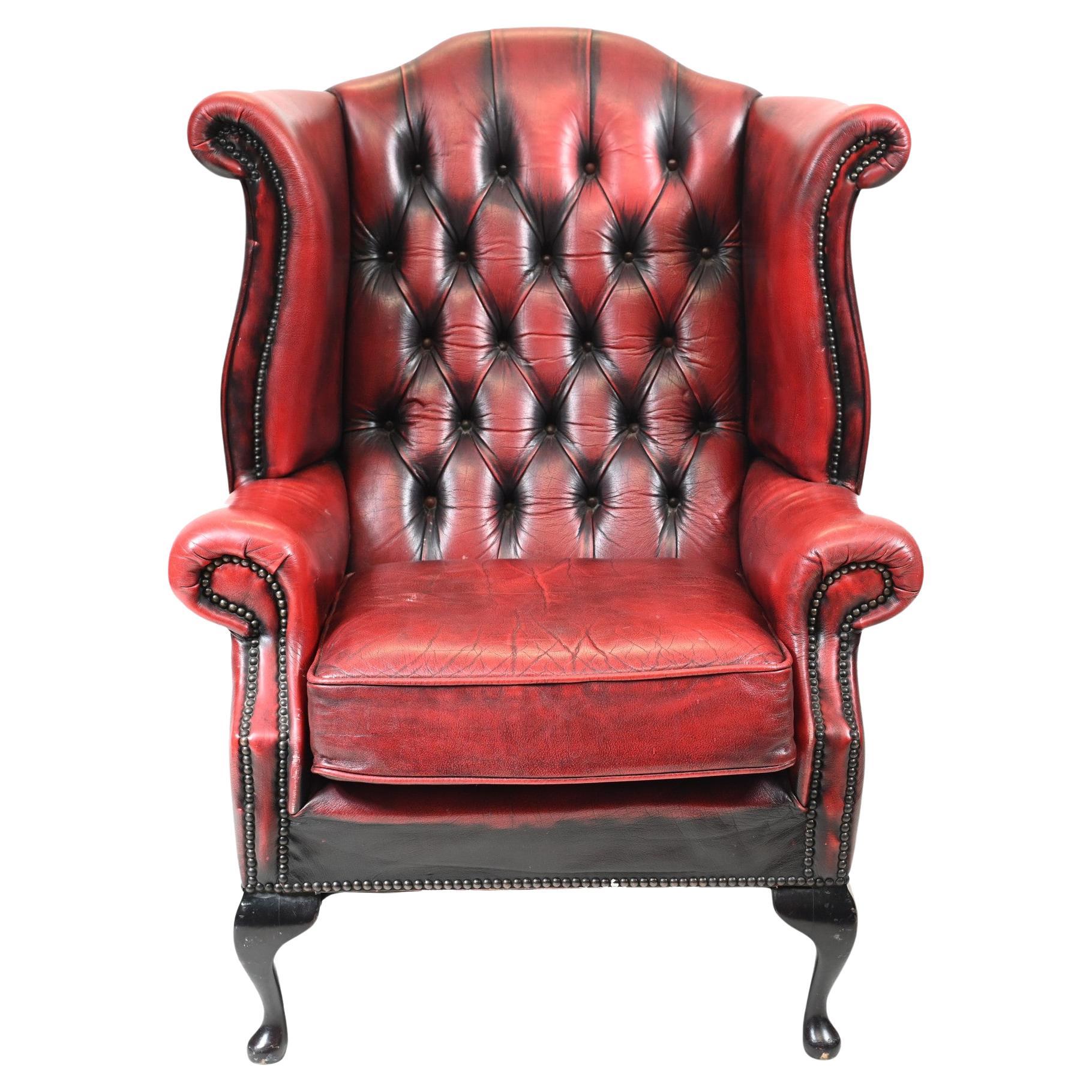Single Chesterfield Chair Wingback Leather Armchair