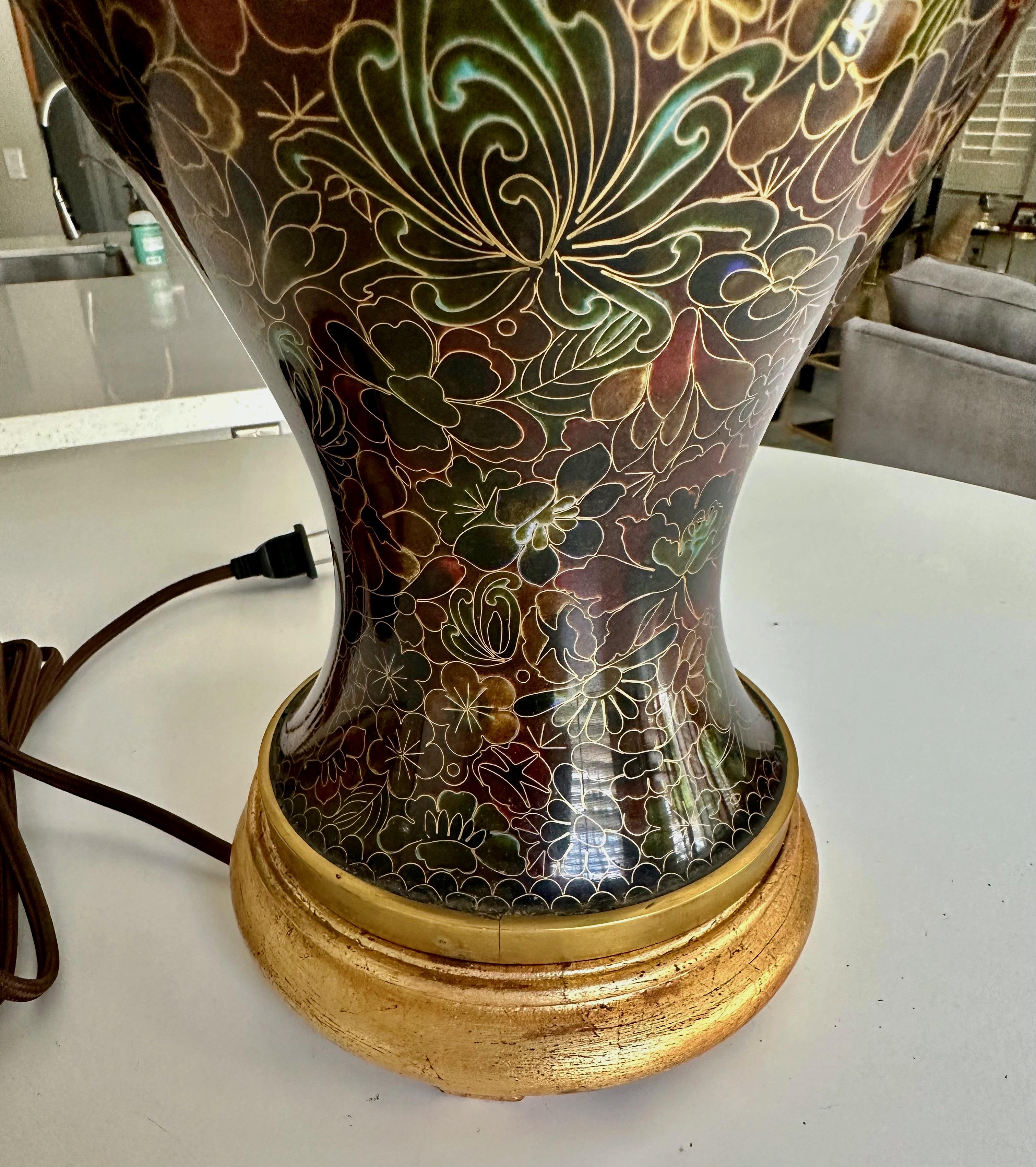 Single Chinese Cloisonné Floral Table Lamp For Sale 5