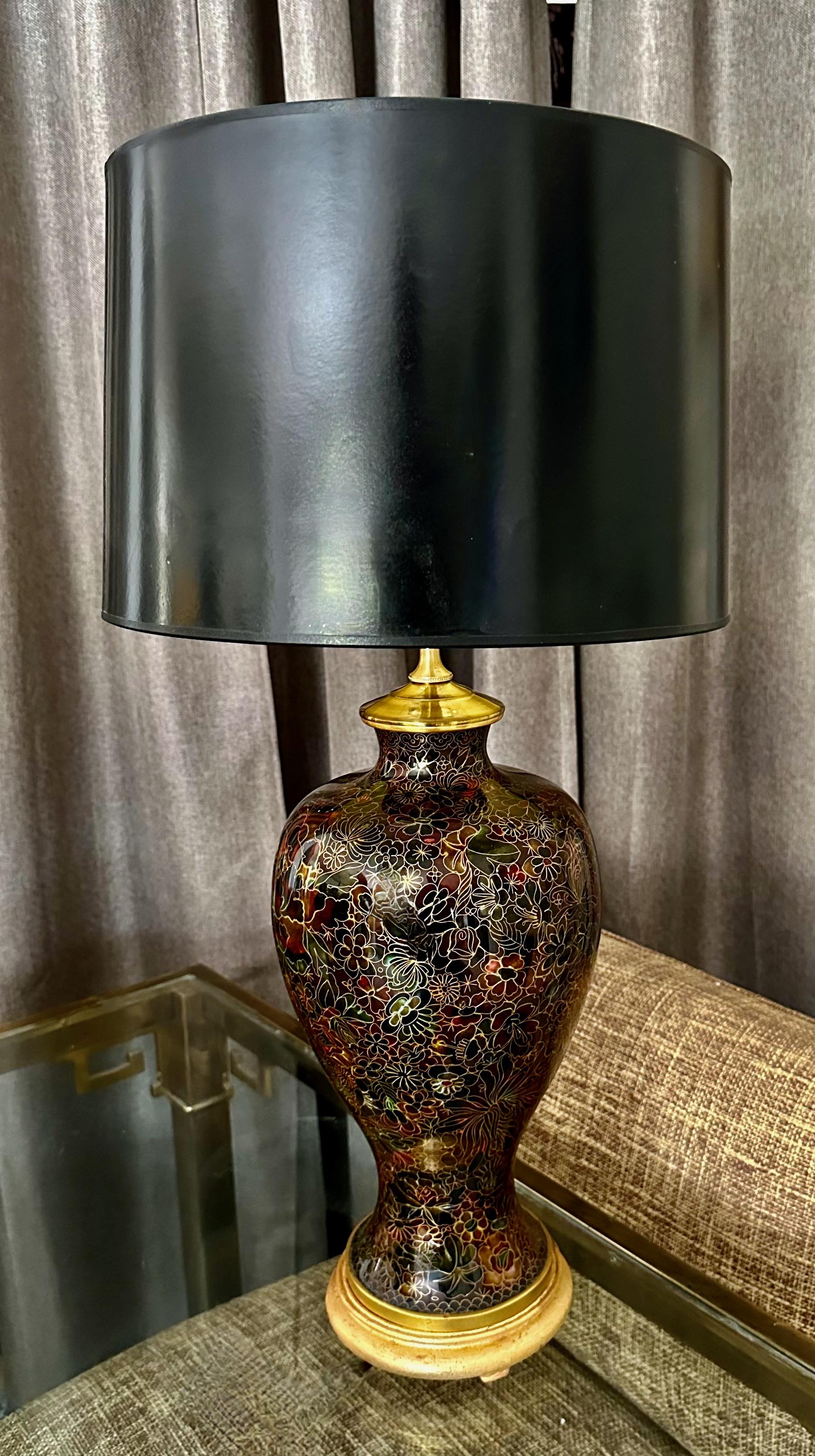 Single Chinese Cloisonné Floral Table Lamp For Sale 8