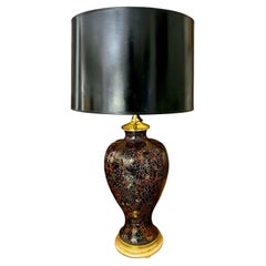 Single Chinese Cloisonné Floral Table Lamp