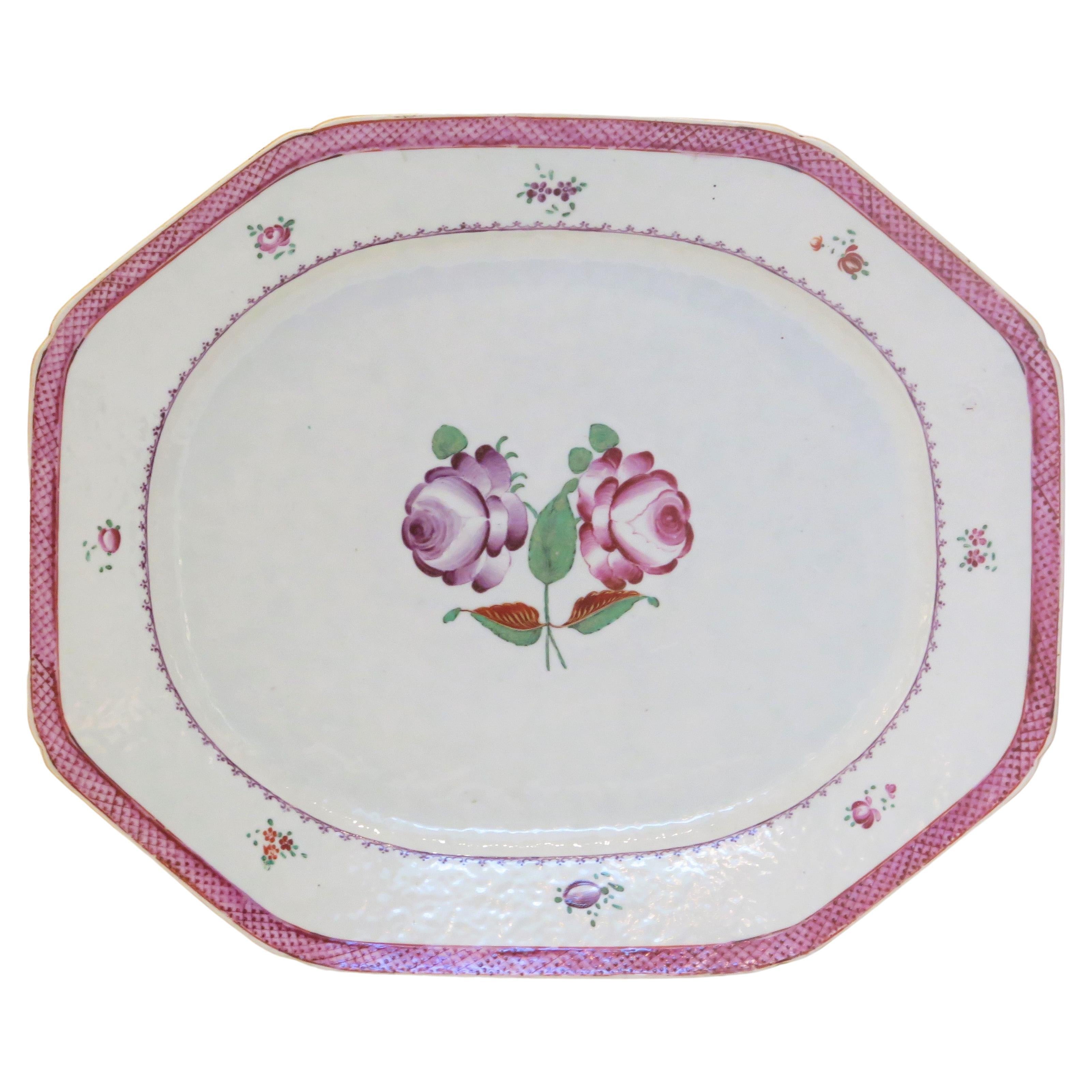 SINGLE Chinese Export Platter / Hand-Painted Floral Decoration