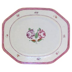 SINGLE Chinese Export Platter / Hand-Painted Floral Decoration