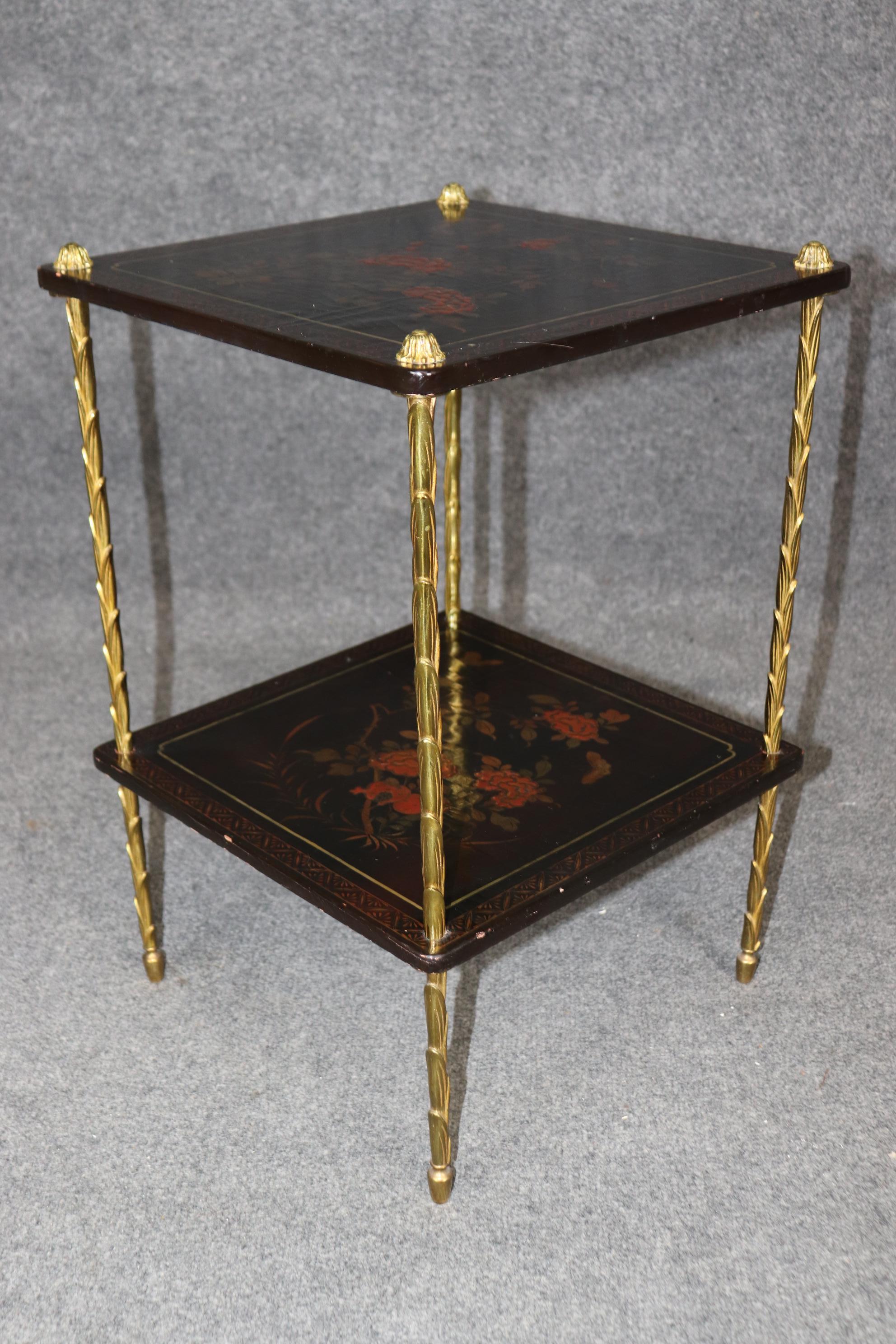 Einzelne Chinoiserie Messing Farbe dekoriert Maison Bagues zugeschrieben End Tabelle im Angebot 5