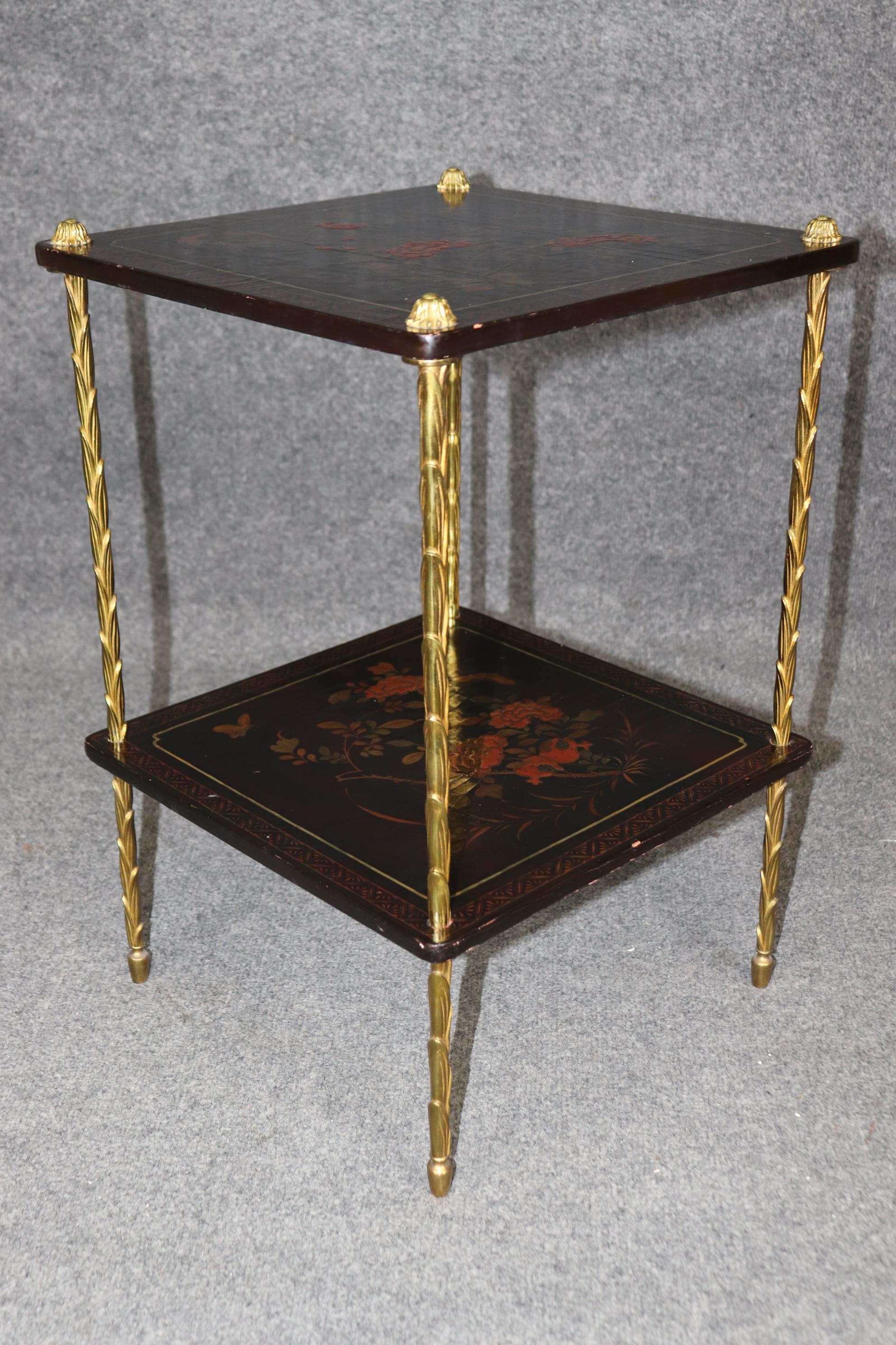 Einzelne Chinoiserie Messing Farbe dekoriert Maison Bagues zugeschrieben End Tabelle im Angebot 3
