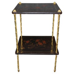 Tavolino singolo in ottone decorato a vernice della Maison Bagues attribuito a Chinoiserie