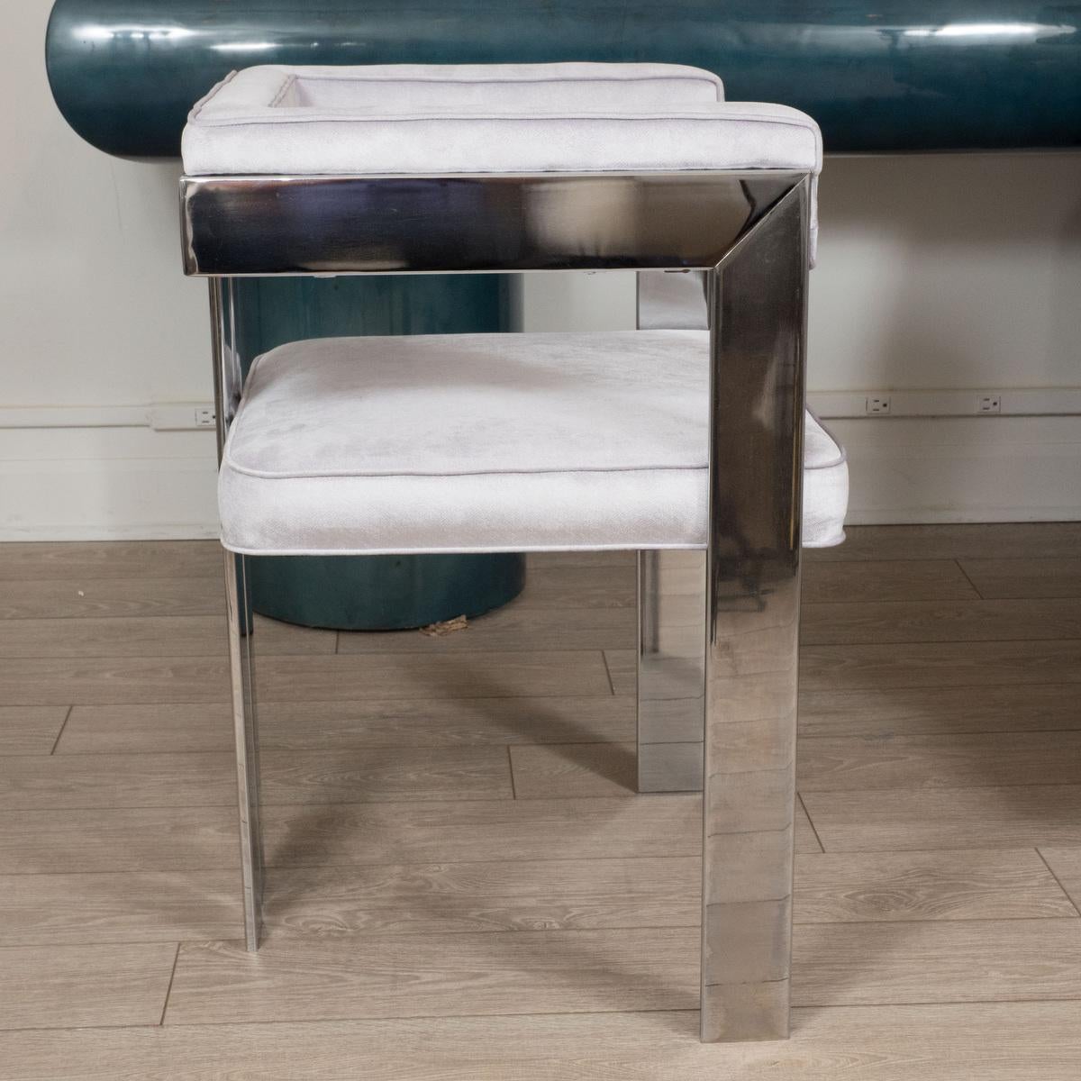 Mid-Century Modern Single Chrome Frame Chair