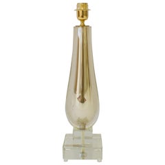 Single Clear and Gold Mercury Mirrored Murano Glass Lamp, Italy