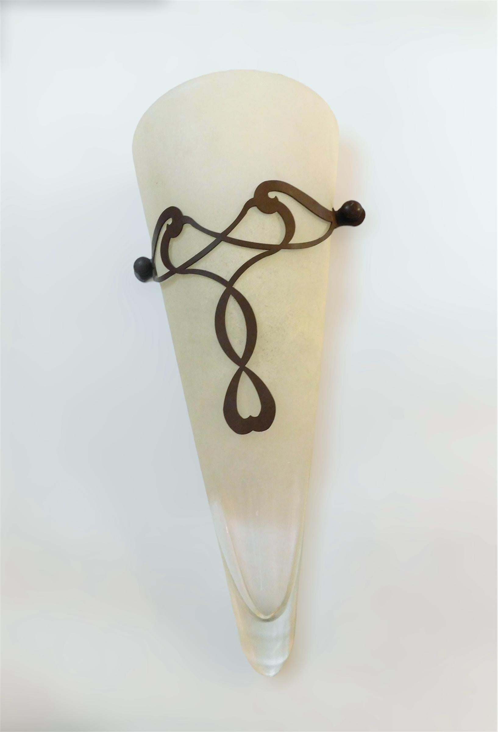 Italian Single Conical Murano Sconce For Sale