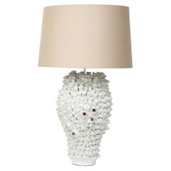 Single Coral Ceramic Table Lamp, in Stock