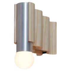 Single Corrugation Sconce / Wall Light in Natural Ash and Brushed Aluminium