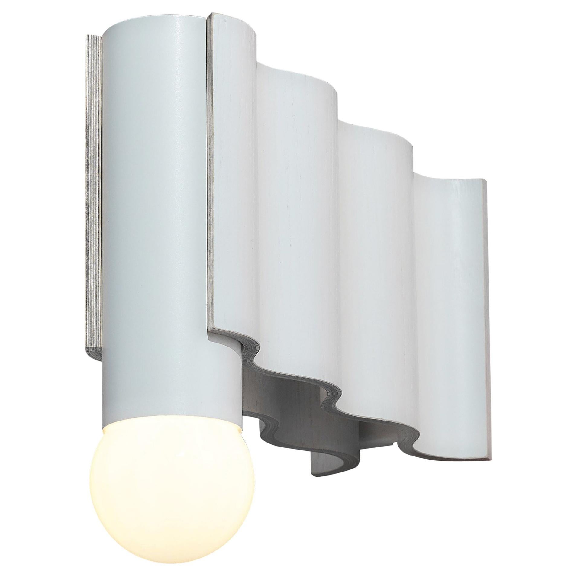 Single Corrugation Sconce / Wall Light in Off-White For Sale