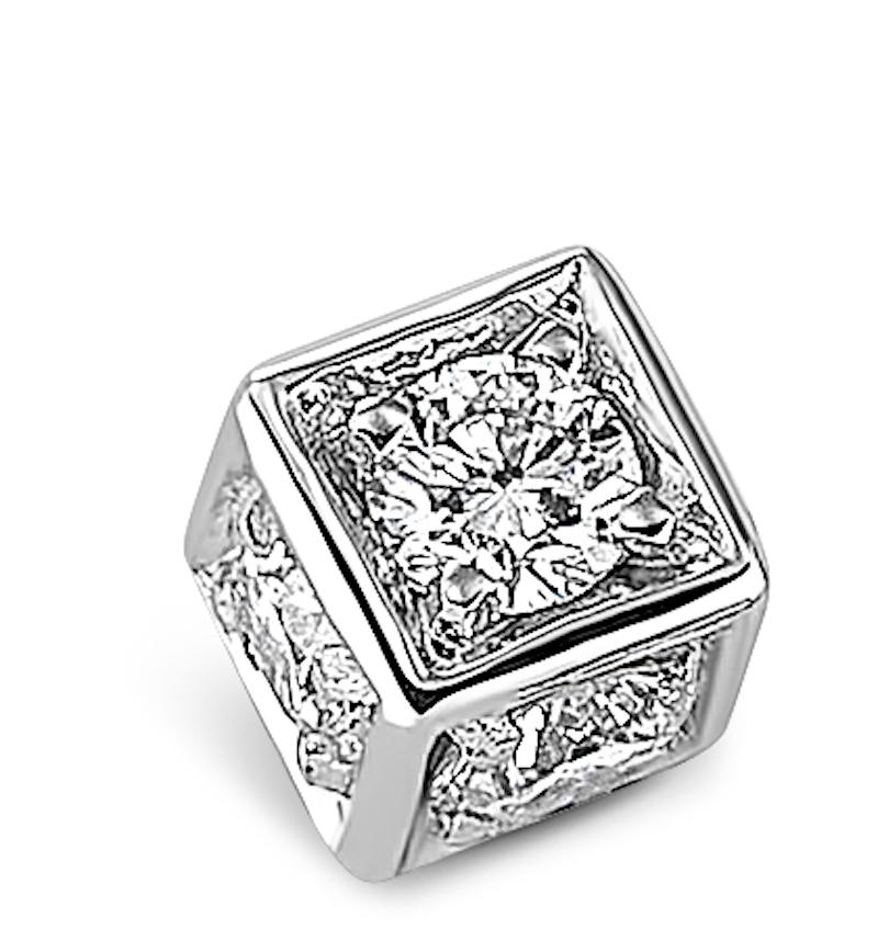 Faro collection single cube stud earrings in 18k white gold with white diamonds (0.71 carats)
