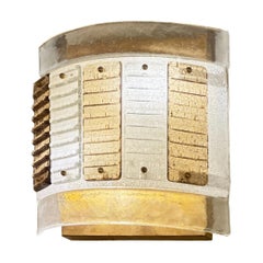 Single Corrugated Murano Glass and Brass Sconce