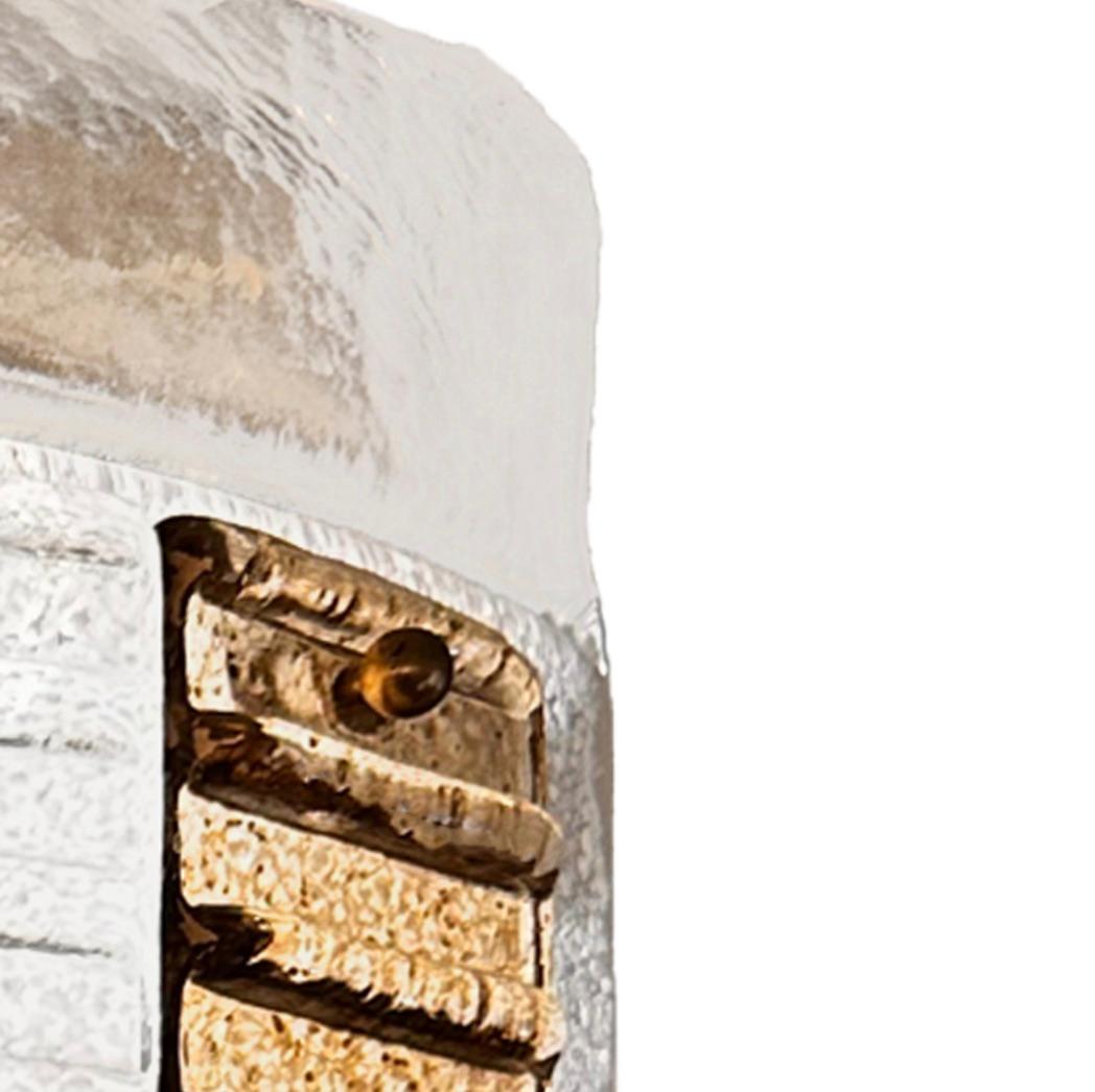 Contemporary Single Corrugated Murano Glass and Brass Sconce For Sale