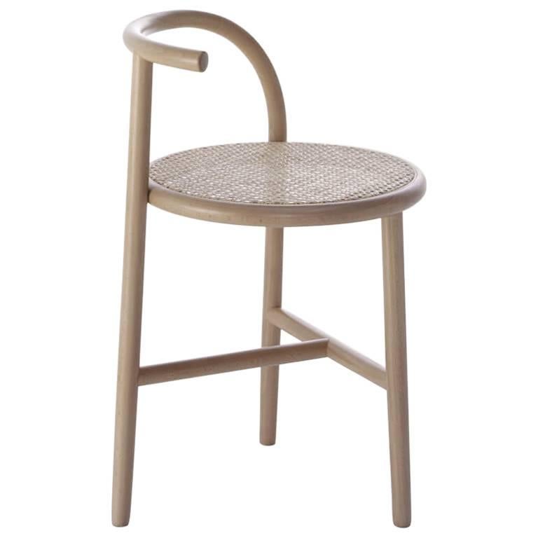 Single Curve Stool with Woven Cane Seat by Nendo & GTV For Sale