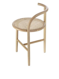 Single Curve Stool with Woven Cane Seat by Nendo & GTV