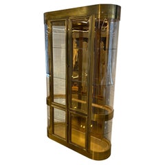 Single Curved End Mastercraft Brass Vitrine Display Cabinet