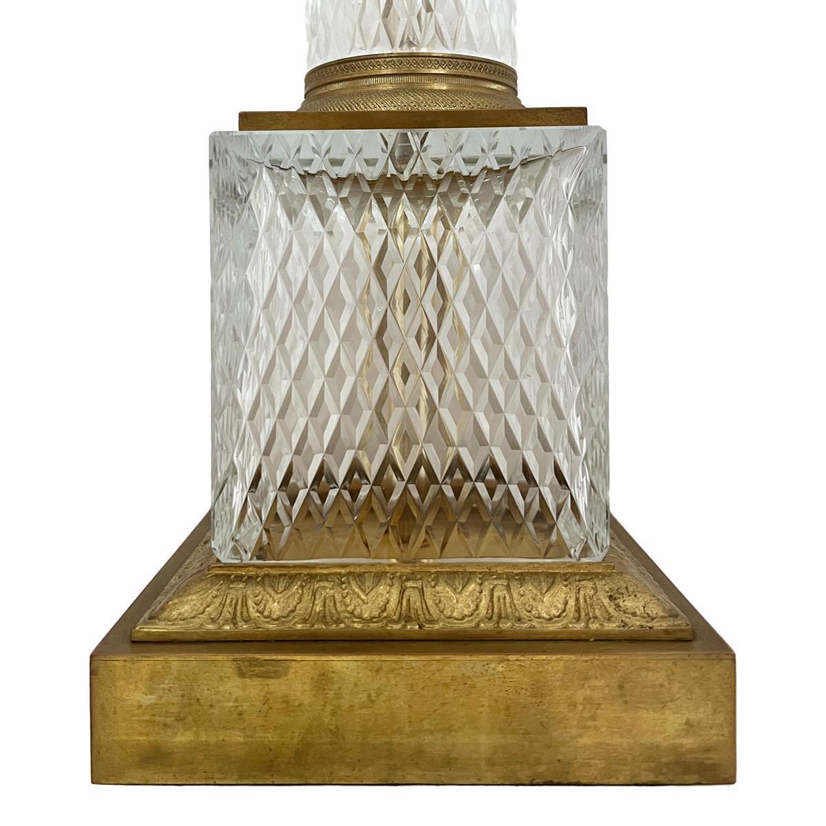 Mid-20th Century Single Cut Crystal Lamp For Sale