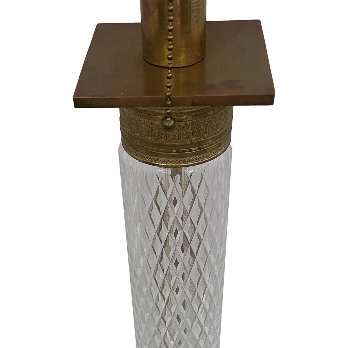 Bronze Single Cut Crystal Lamp For Sale