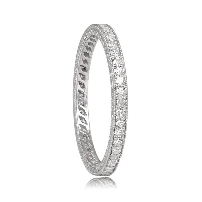 Art Deco Single Cut Diamond Eternity Band Ring, Platinum For Sale