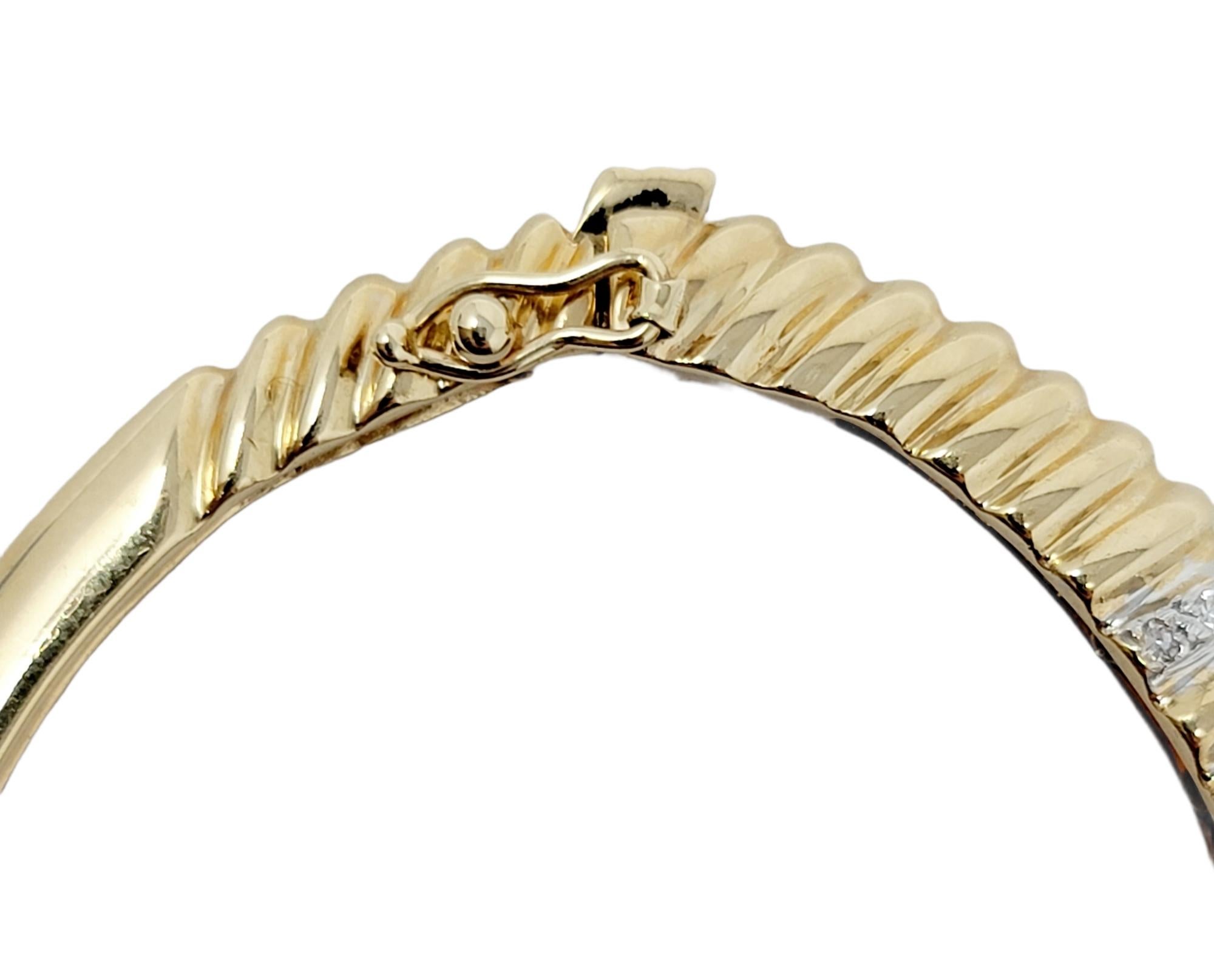 Single Cut Diamond Hinged Bangle Bracelet Chevron Dome 14 Karat Yellow Gold  For Sale 4