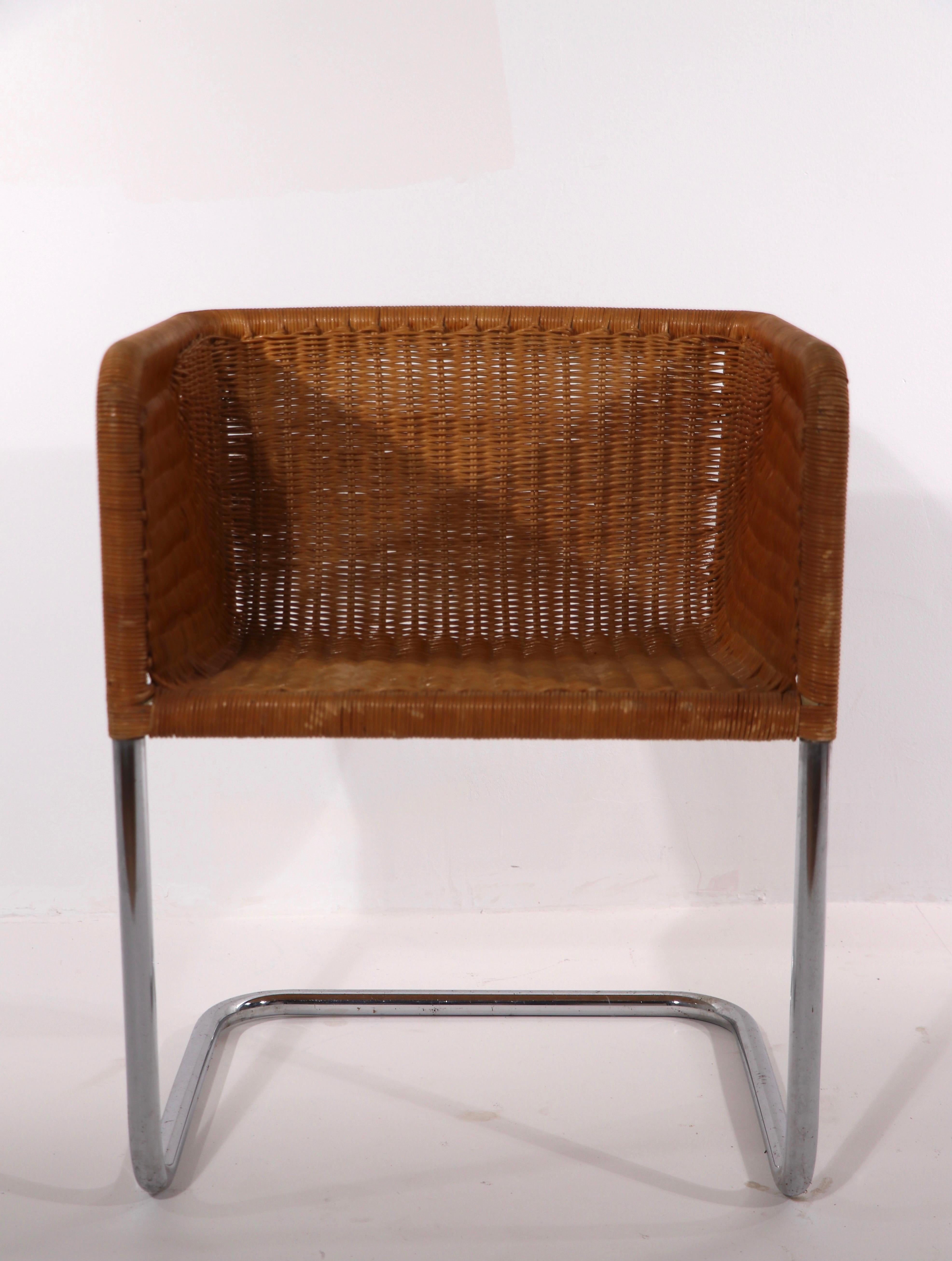 Single D43 Wicker and Chrome Chair by Fabricus and Kastholm for Harvey Probber 3