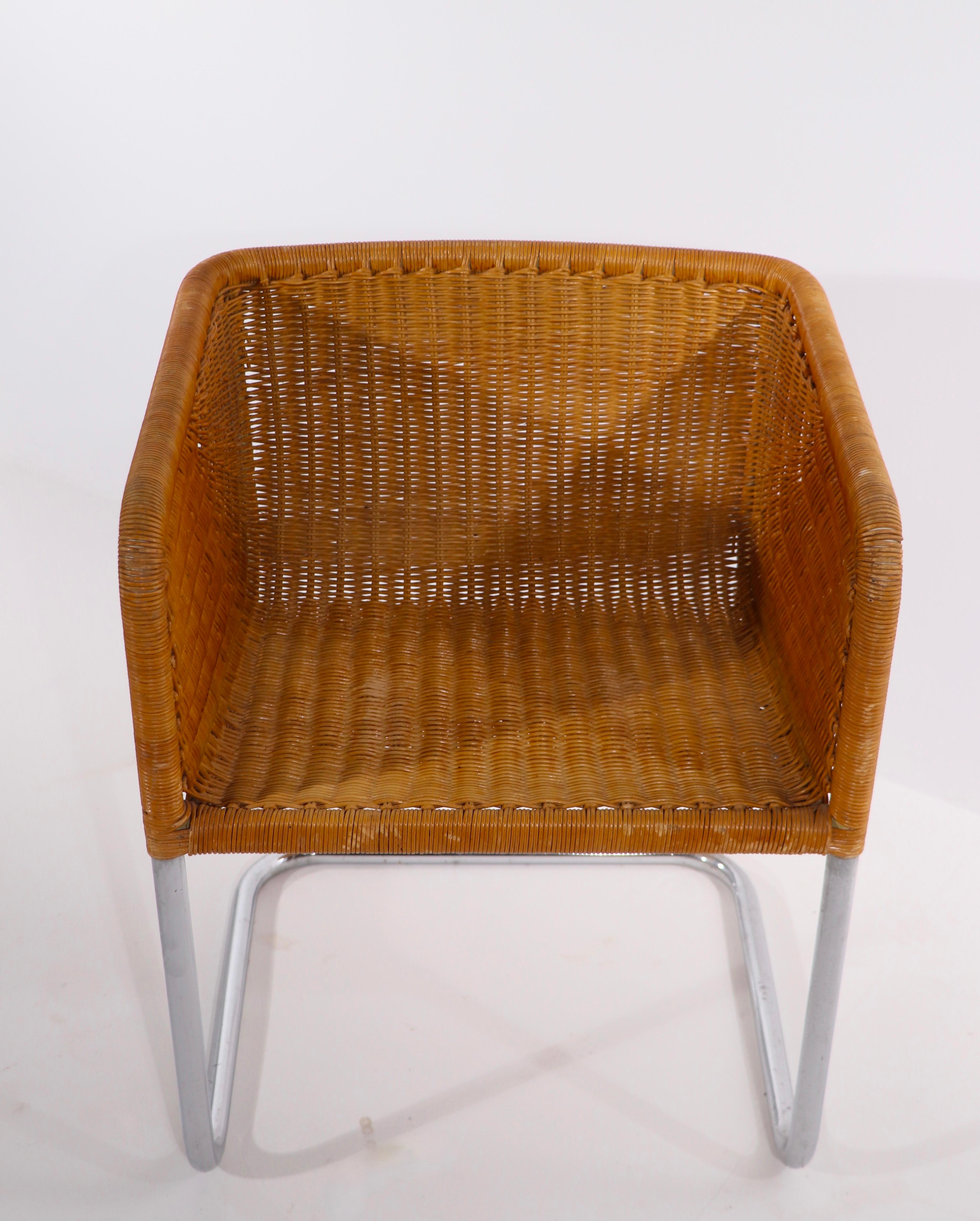 Mid-Century Modern Single D43 Wicker and Chrome Chair by Fabricus and Kastholm for Harvey Probber