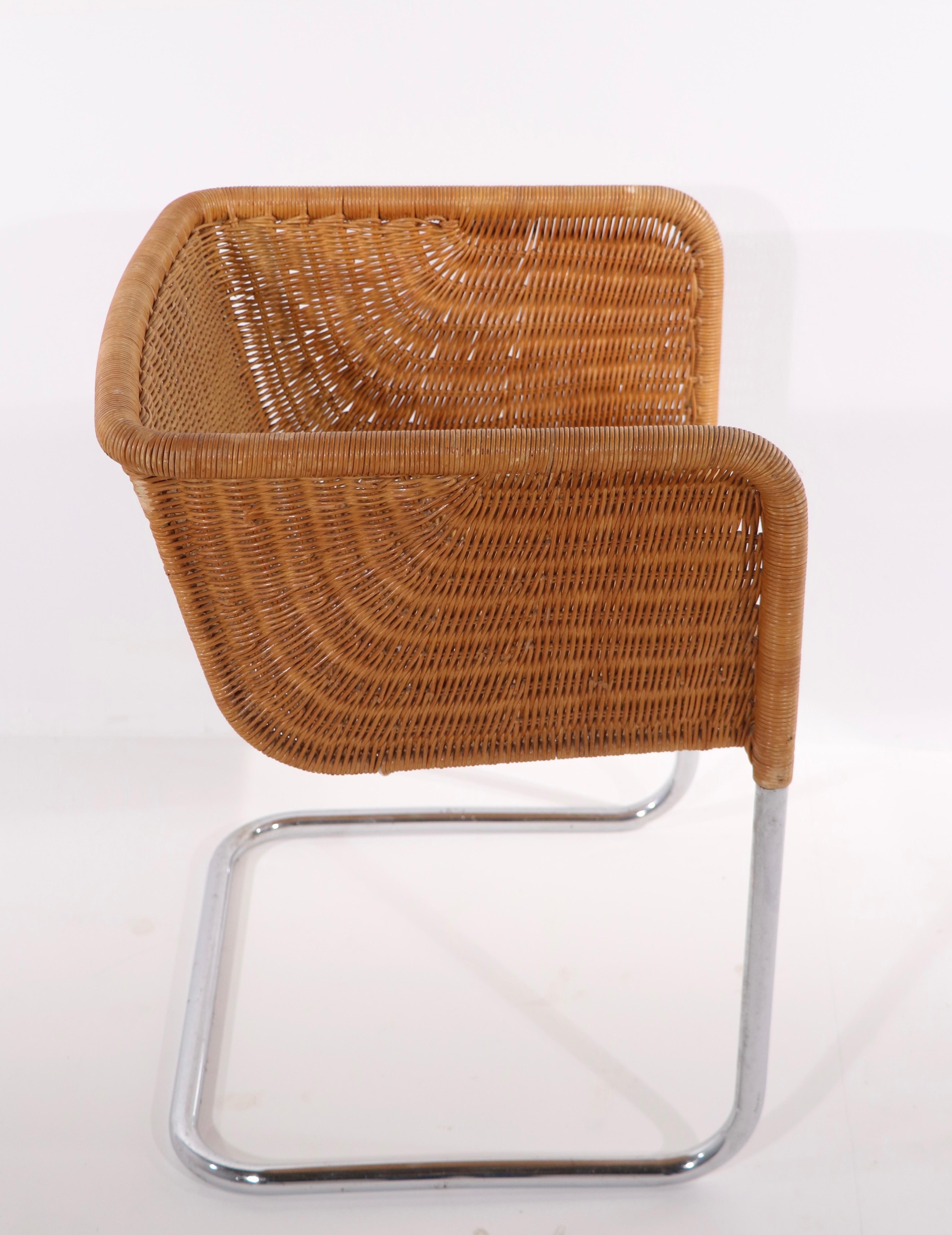 Danish Single D43 Wicker and Chrome Chair by Fabricus and Kastholm for Harvey Probber