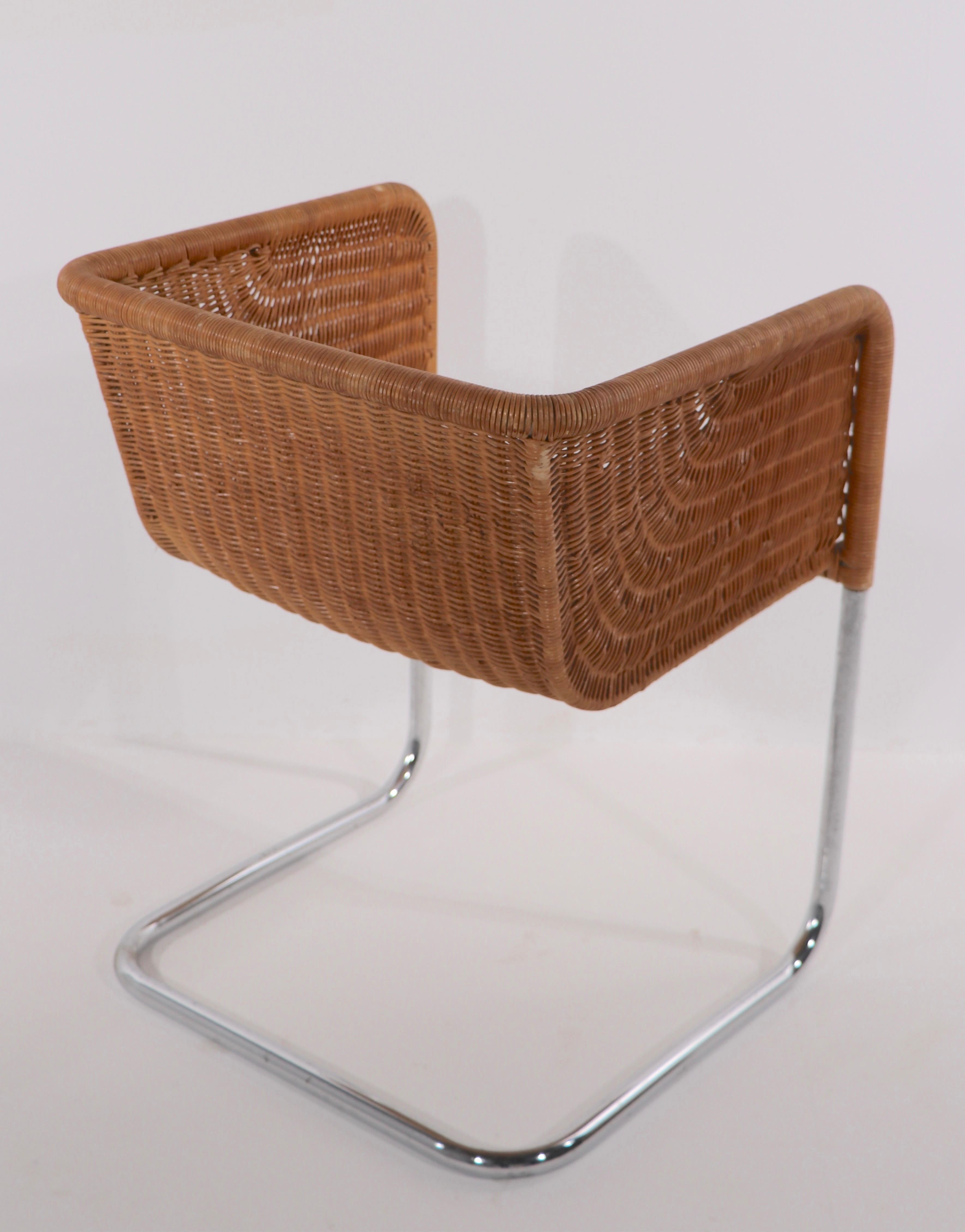 Single D43 Wicker and Chrome Chair by Fabricus and Kastholm for Harvey Probber In Good Condition In New York, NY