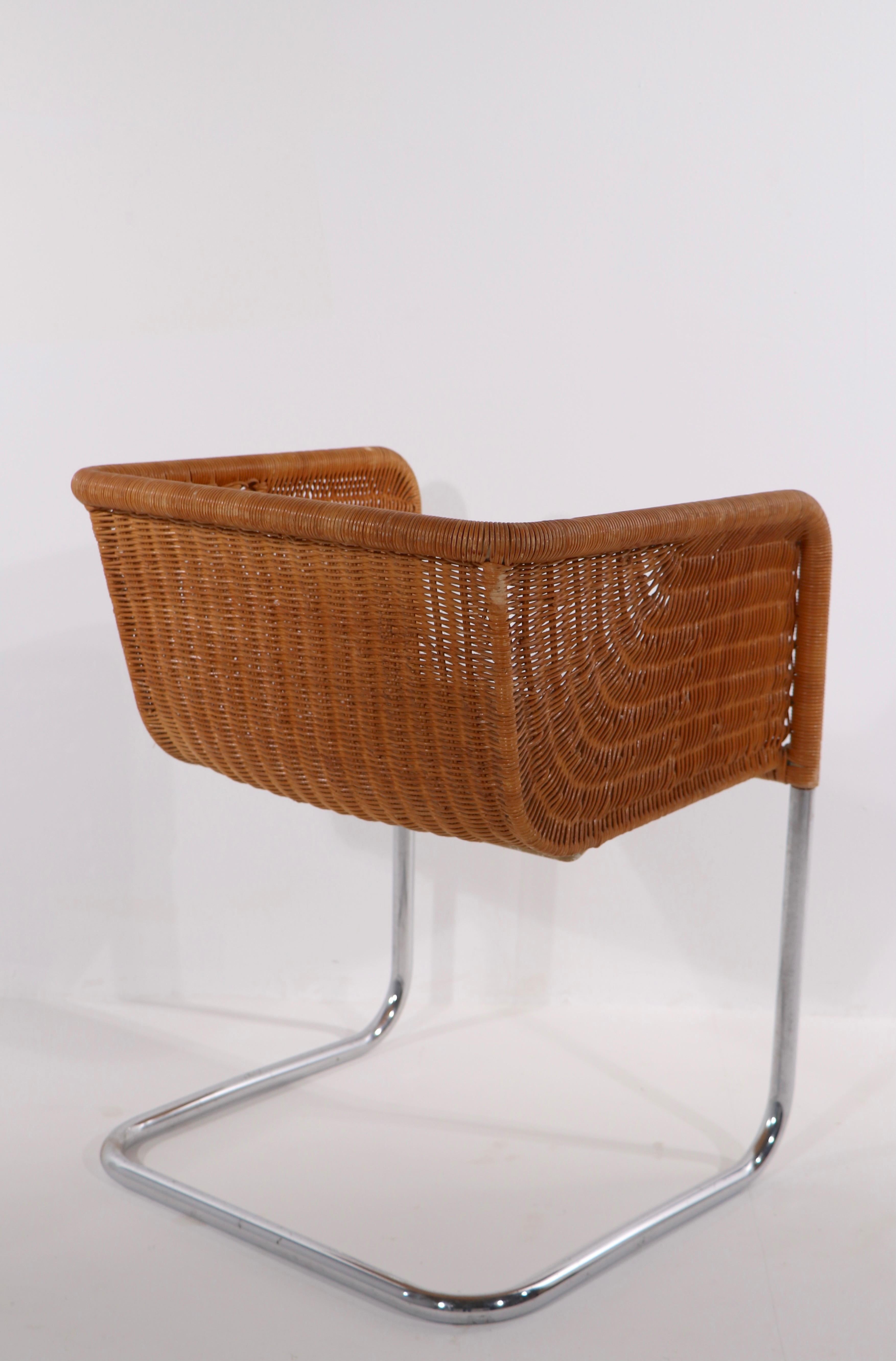 20th Century Single D43 Wicker and Chrome Chair by Fabricus and Kastholm for Harvey Probber