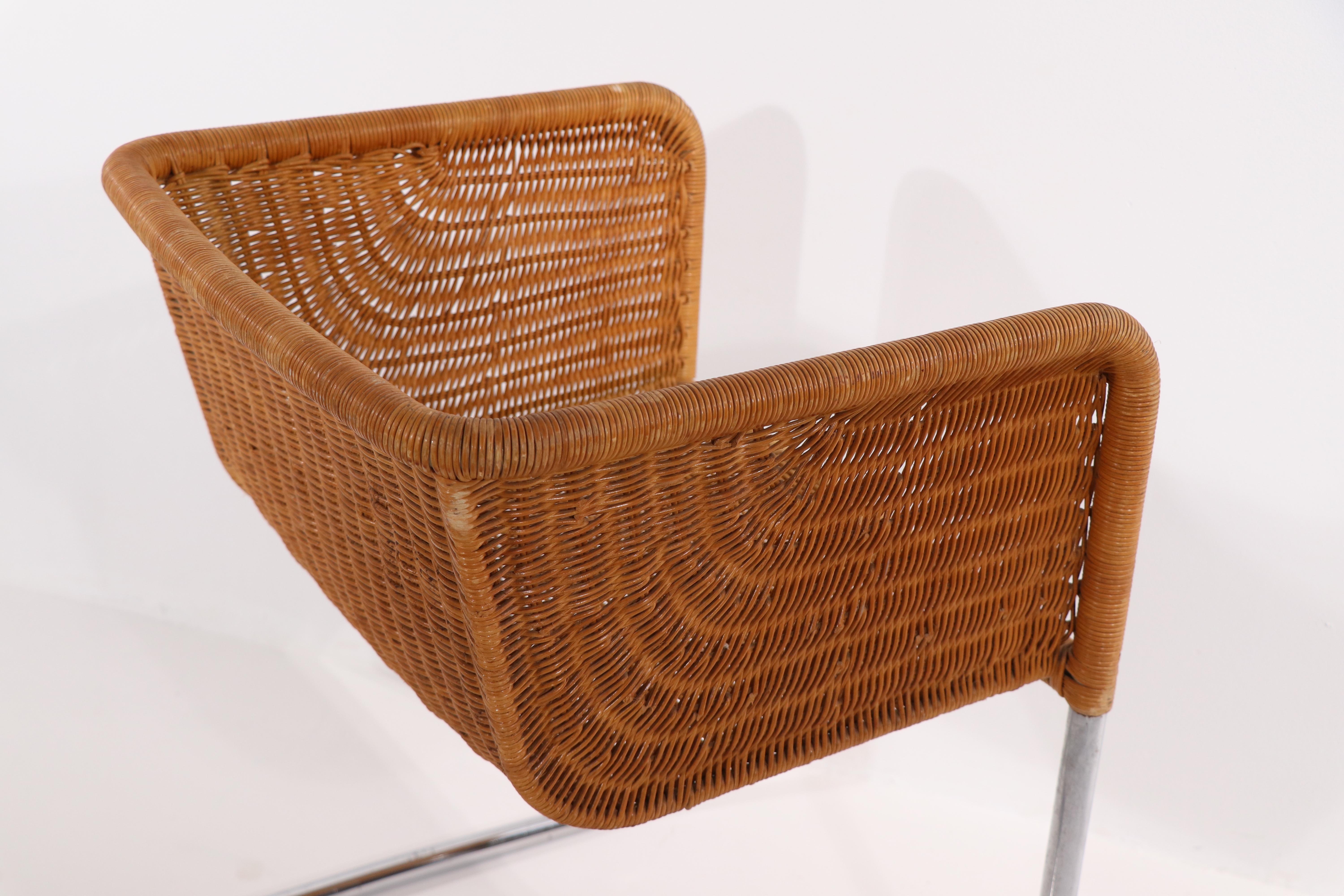 Single D43 Wicker and Chrome Chair by Fabricus and Kastholm for Harvey Probber 1