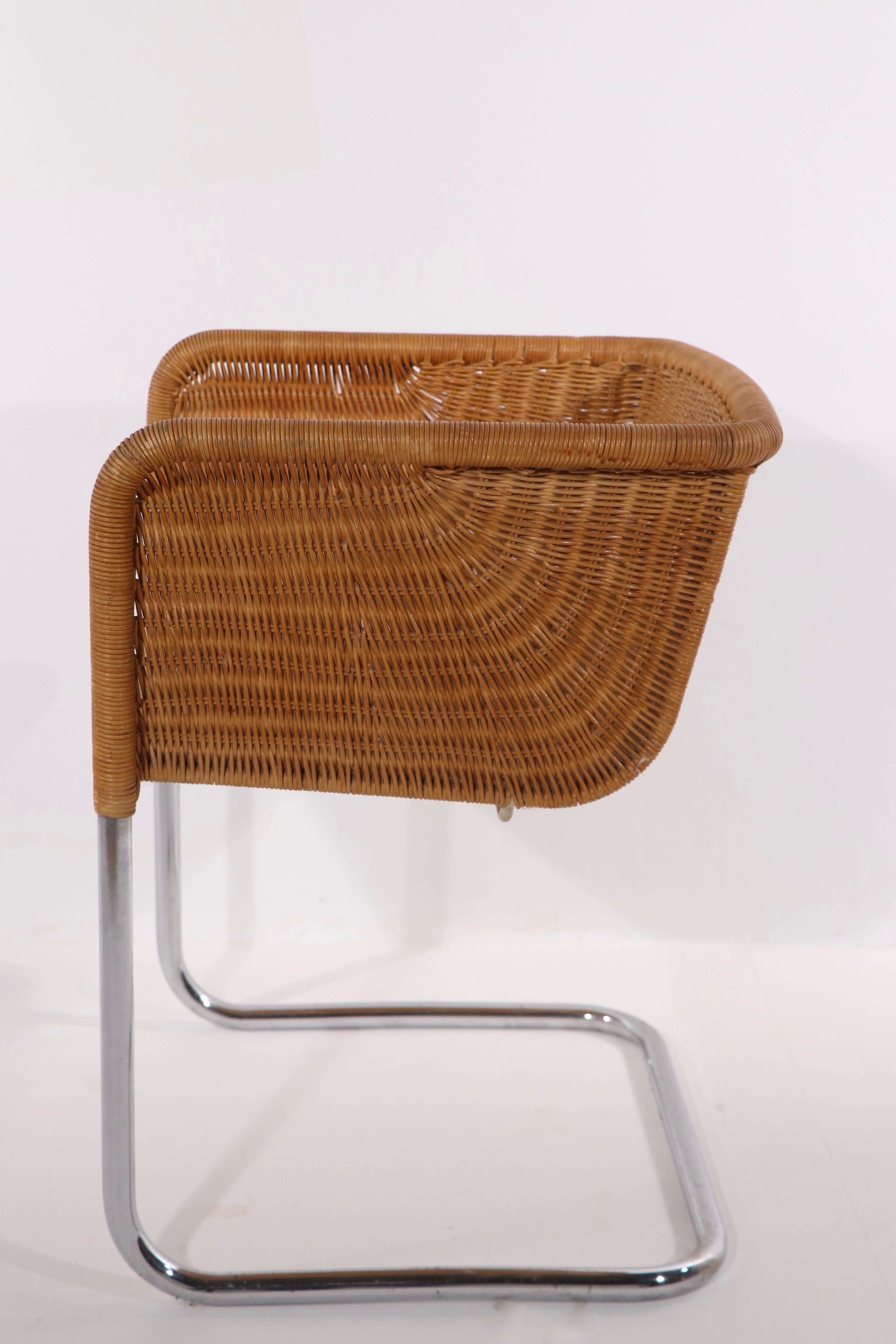 Single D43 Wicker and Chrome Chair by Fabricus and Kastholm for Harvey Probber 2