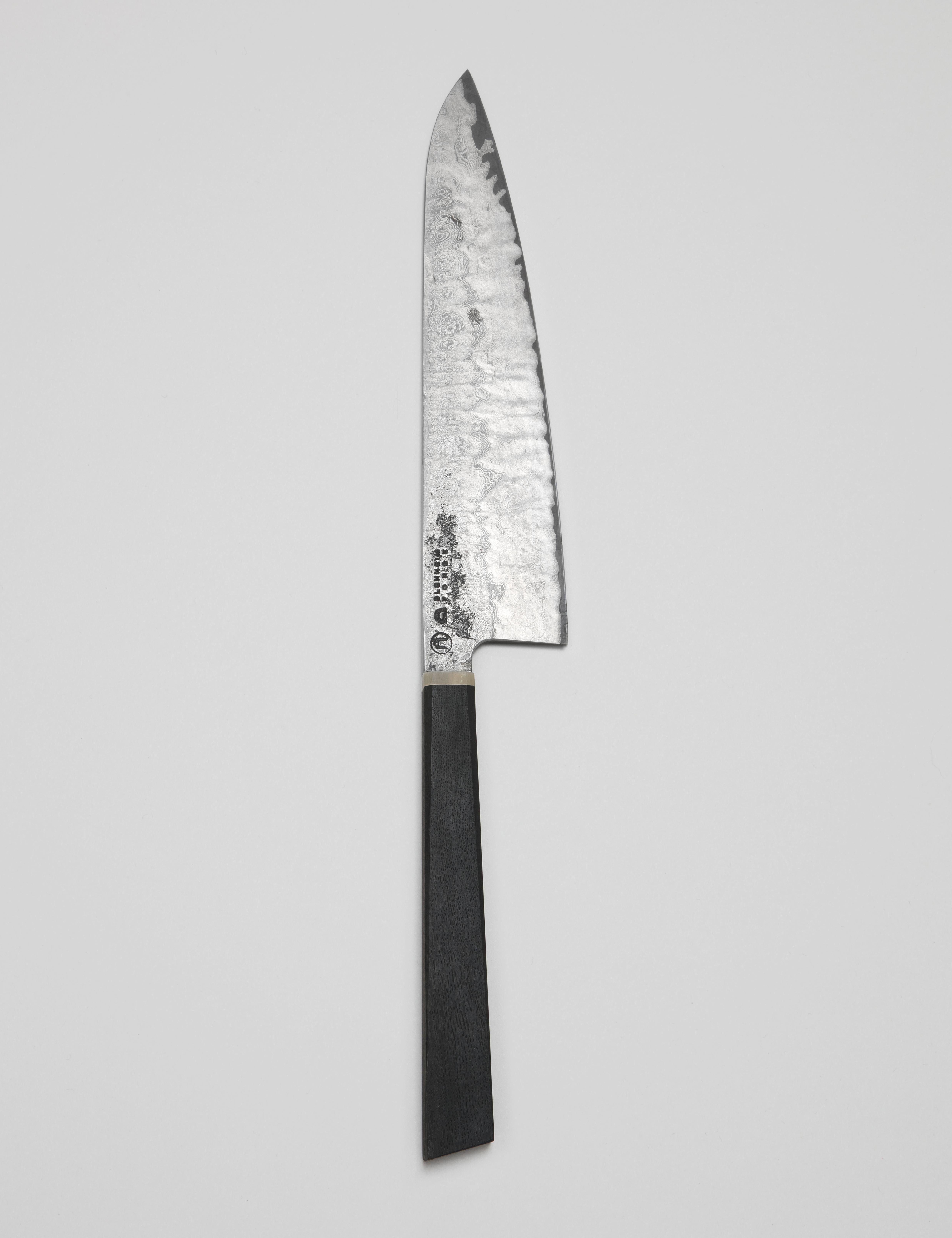 Ensemble de couteaux Damascus avec boîte d'exposition en chêne de 3000 à 5000 ans en vente 5