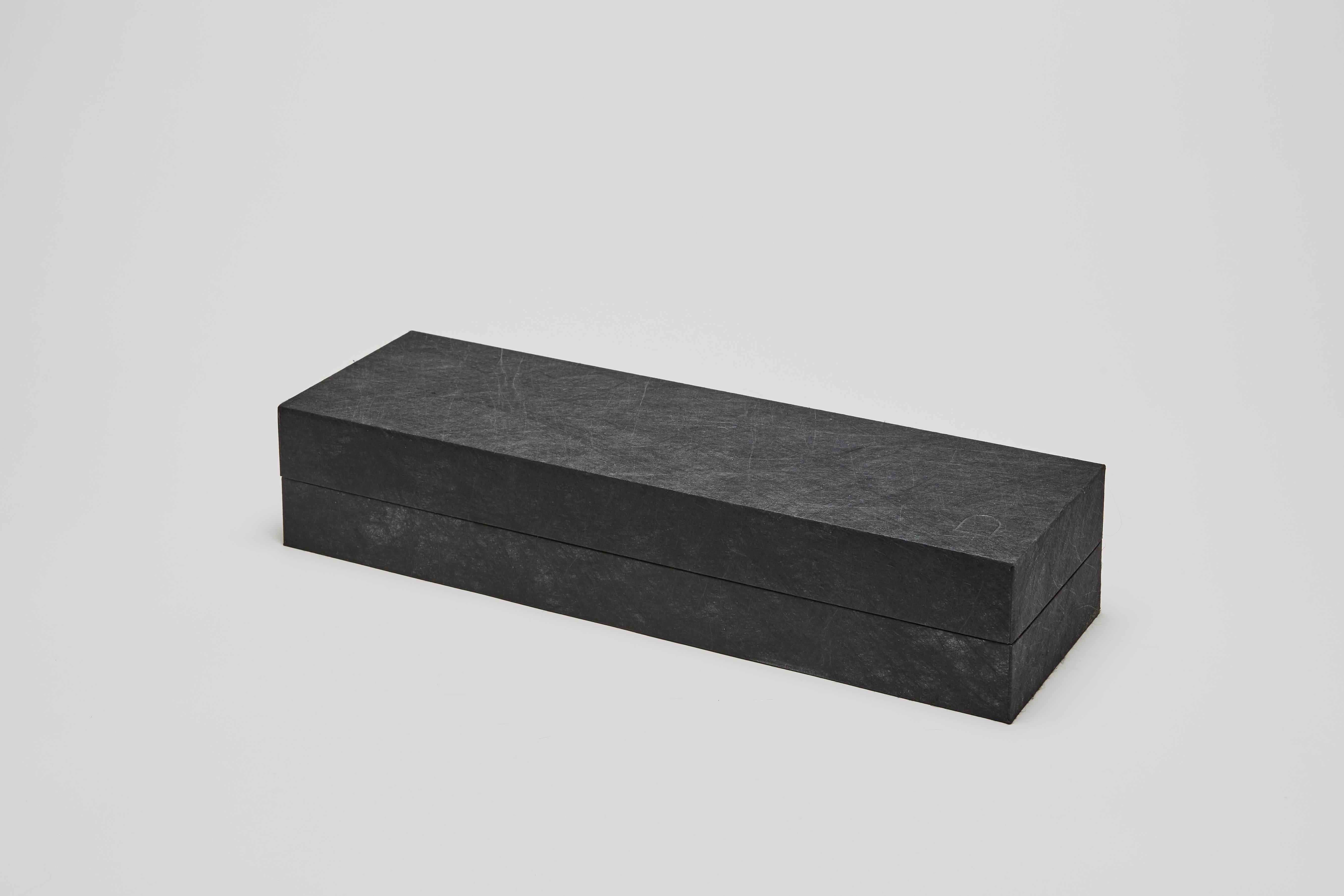 Contemporary Single Damascus Knife Set with 3000-5000 Year-Old Bog-Oak Display Box