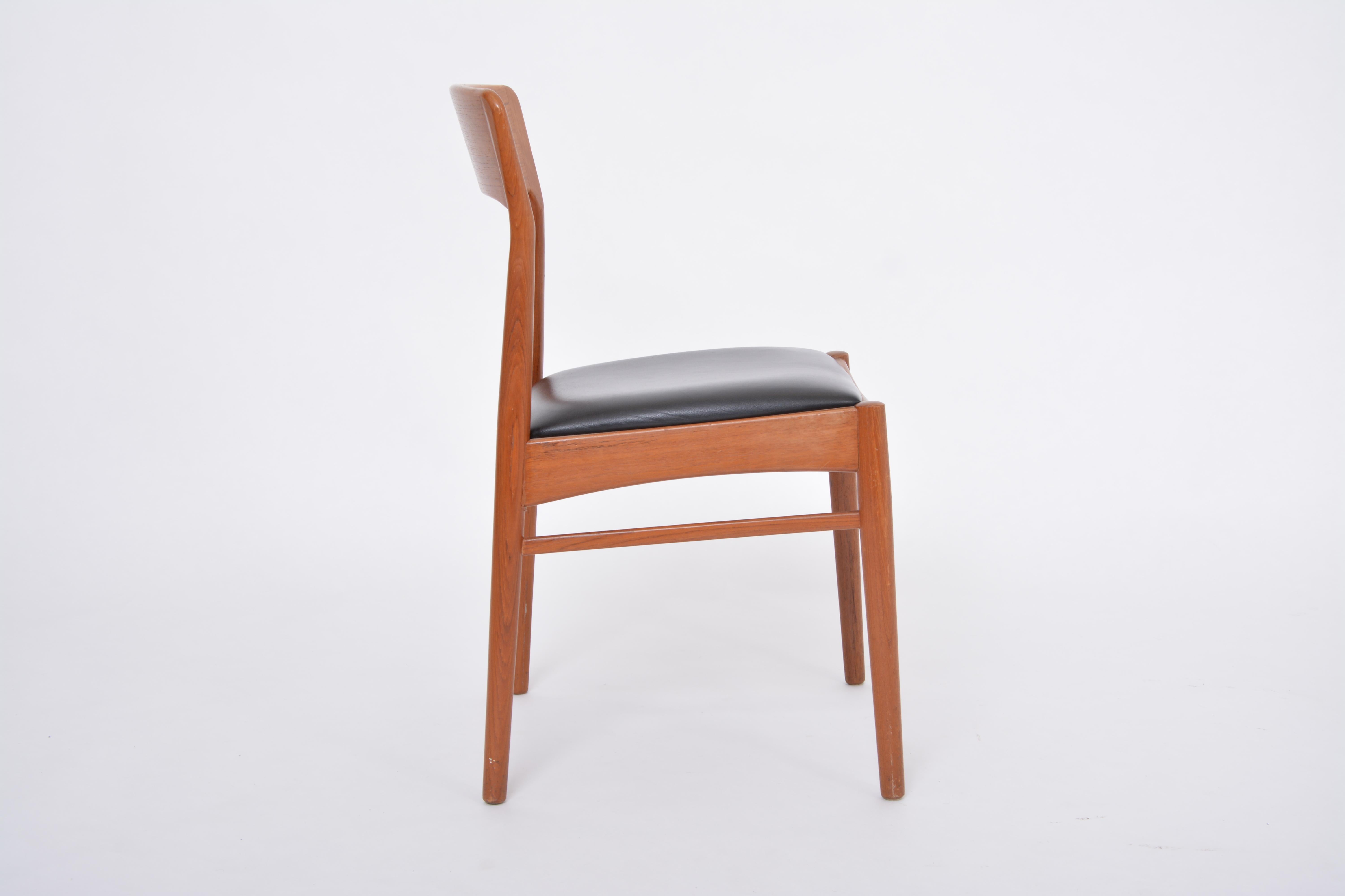 Faux Leather Single Danish Midcentury Modern Teak Chair