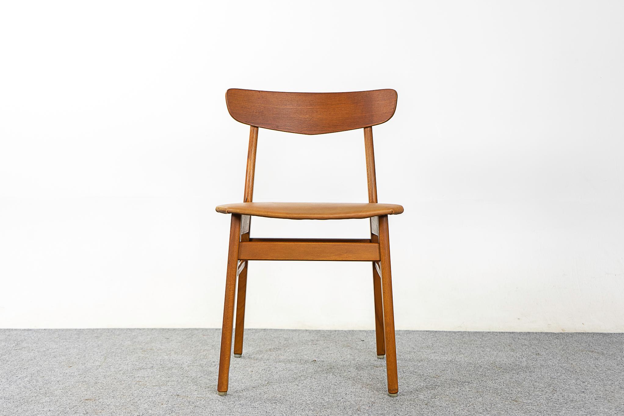 Veneer Single Danish Teak & Beech Dining Chair For Sale