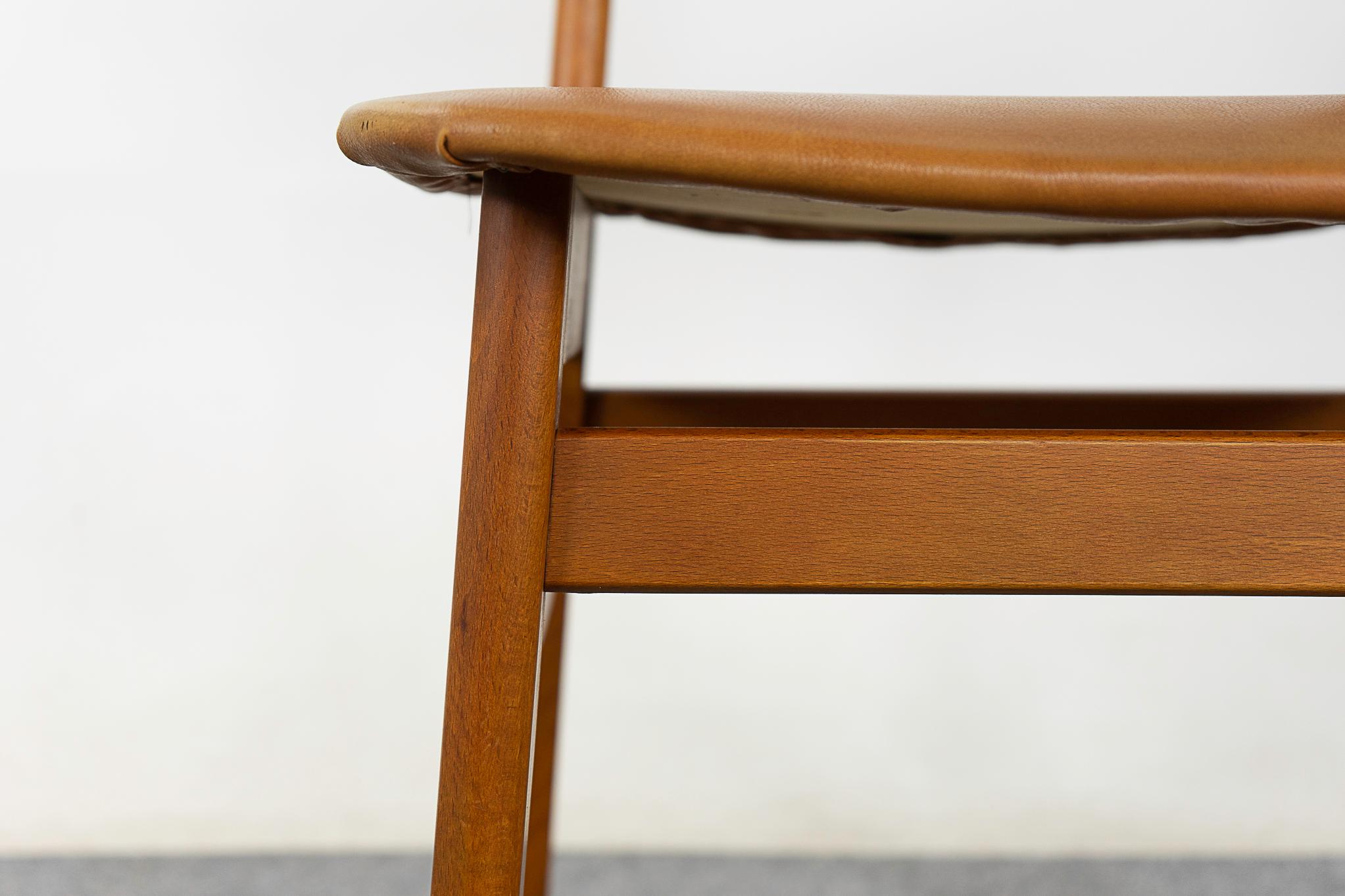 Mid-20th Century Single Danish Teak & Beech Dining Chair For Sale