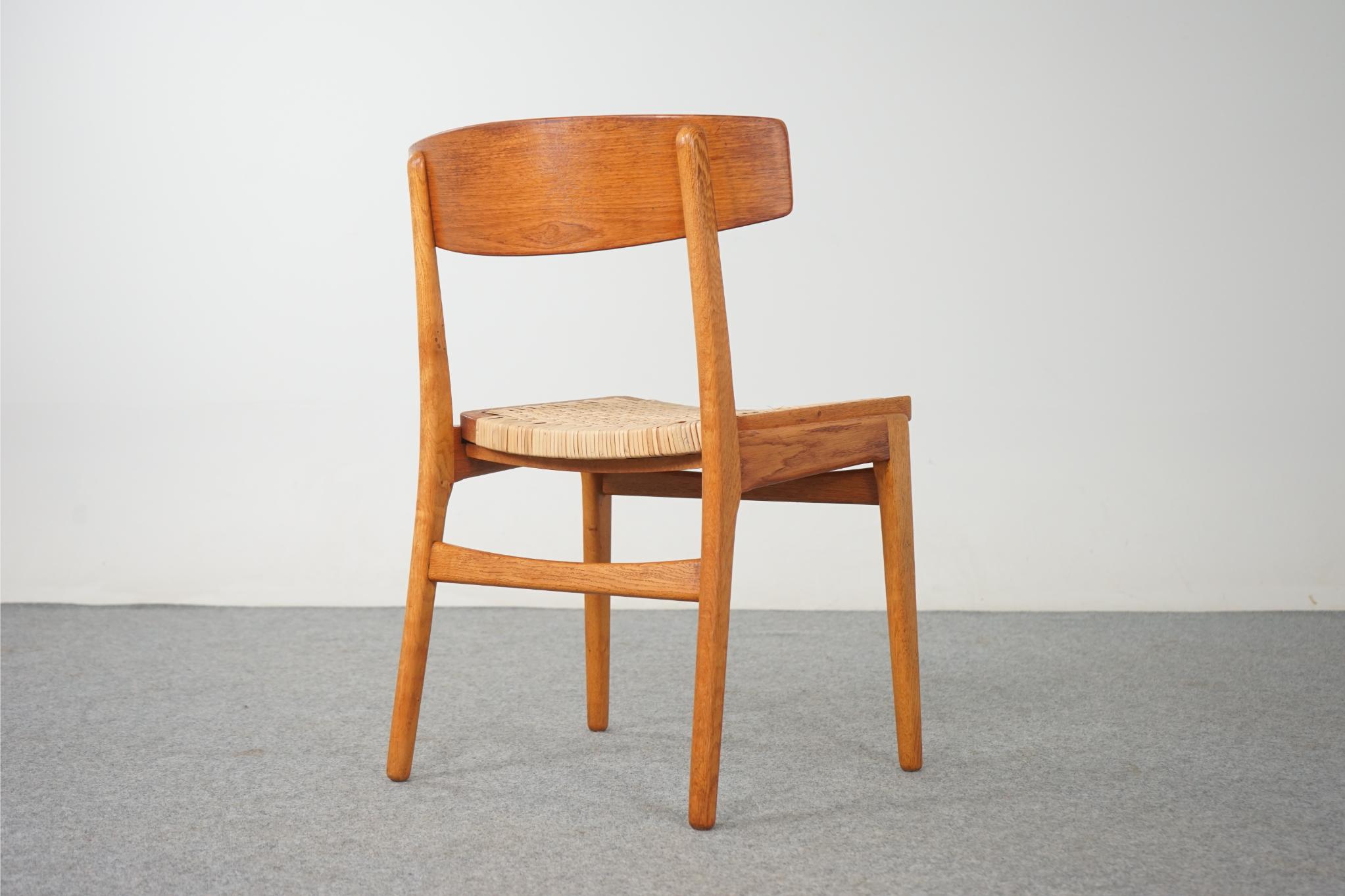 Single Danish Teak & Oak Chair with Rattan 4