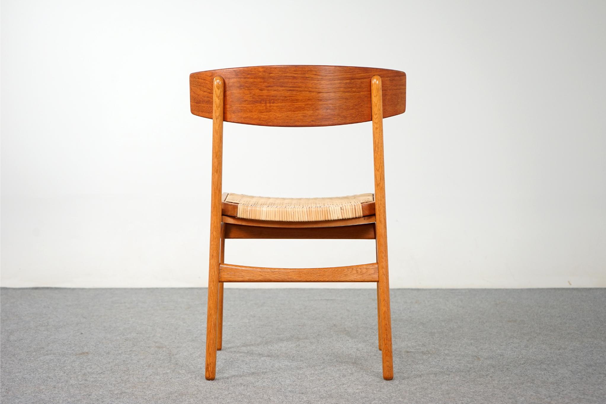 Single Danish Teak & Oak Chair with Rattan For Sale 4