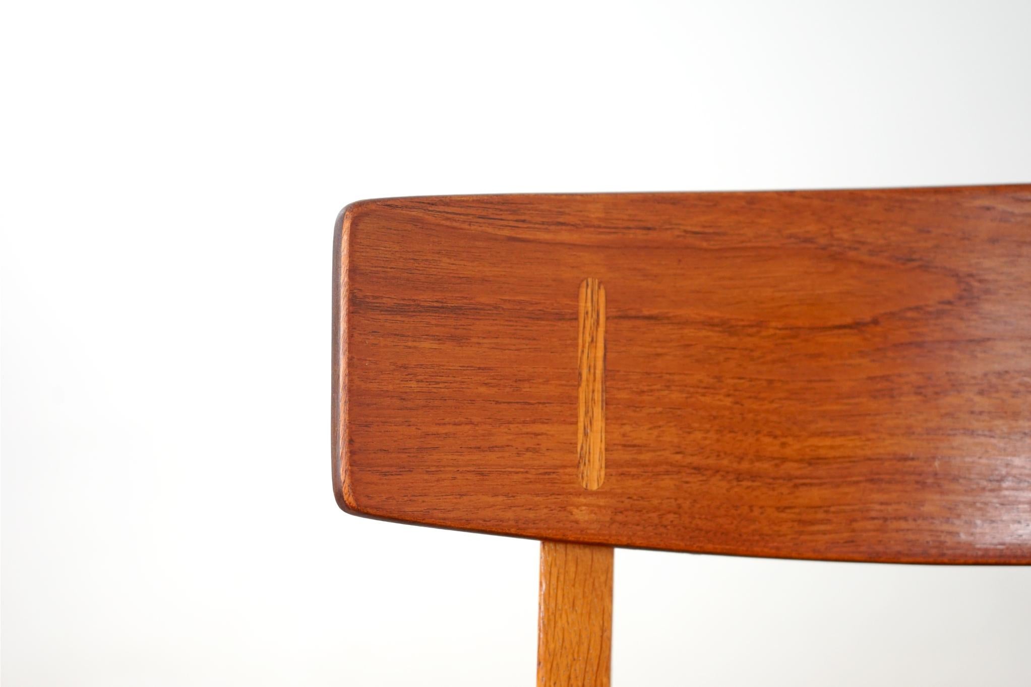 Scandinavian Modern Single Danish Teak & Oak Chair with Rattan For Sale