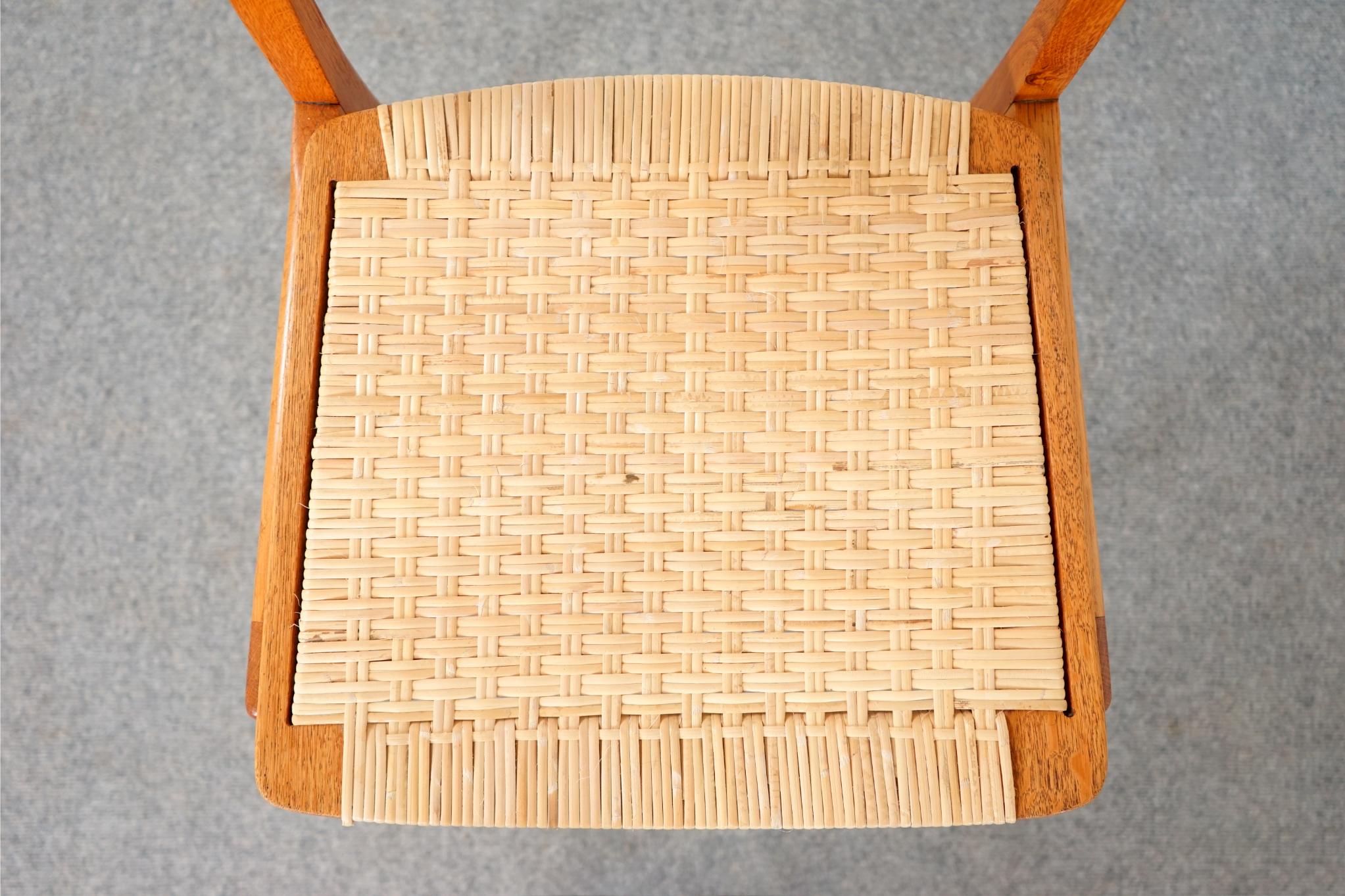 Scandinavian Modern Single Danish Teak & Oak Chair with Rattan