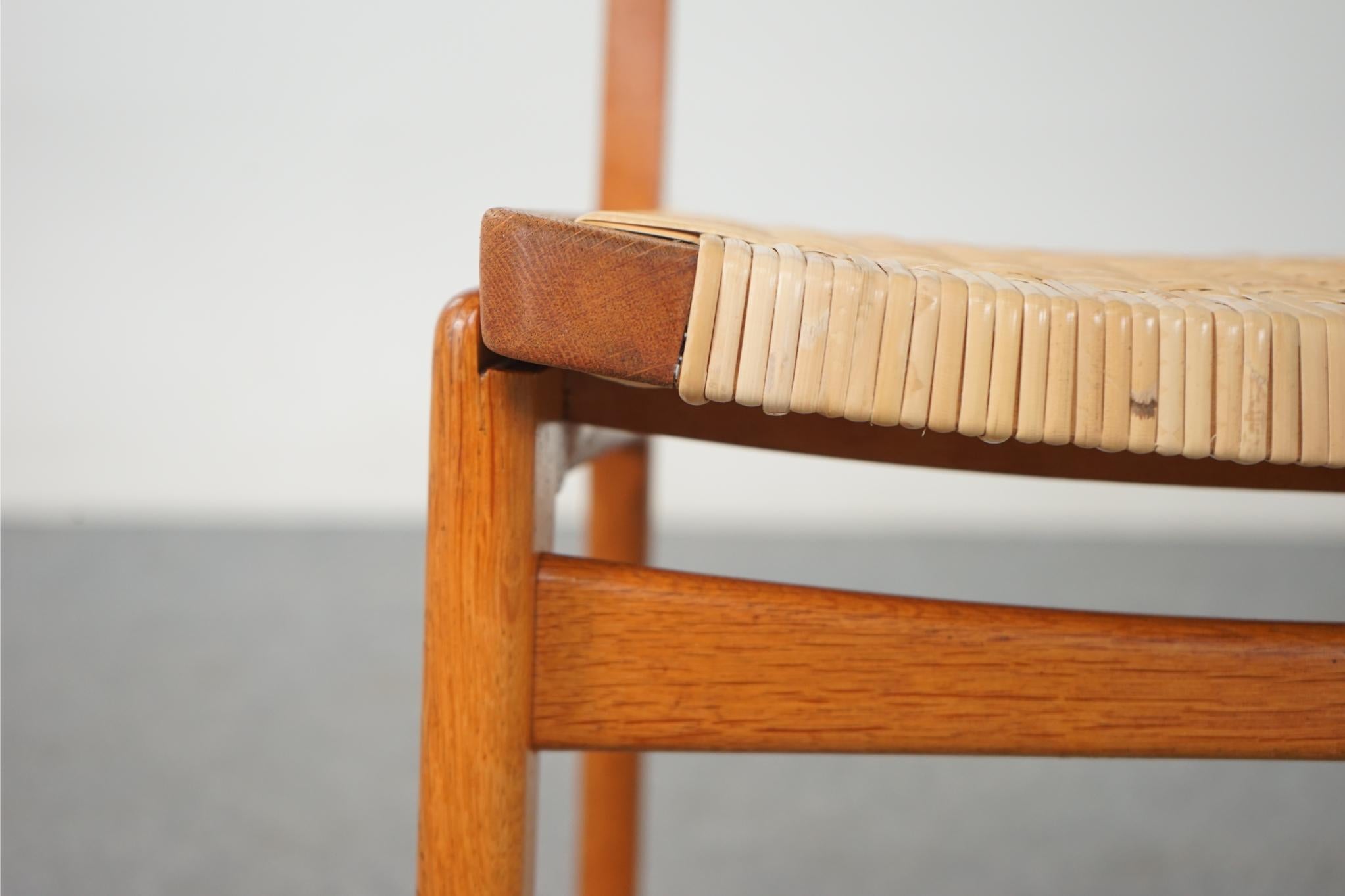Hand-Woven Single Danish Teak & Oak Chair with Rattan