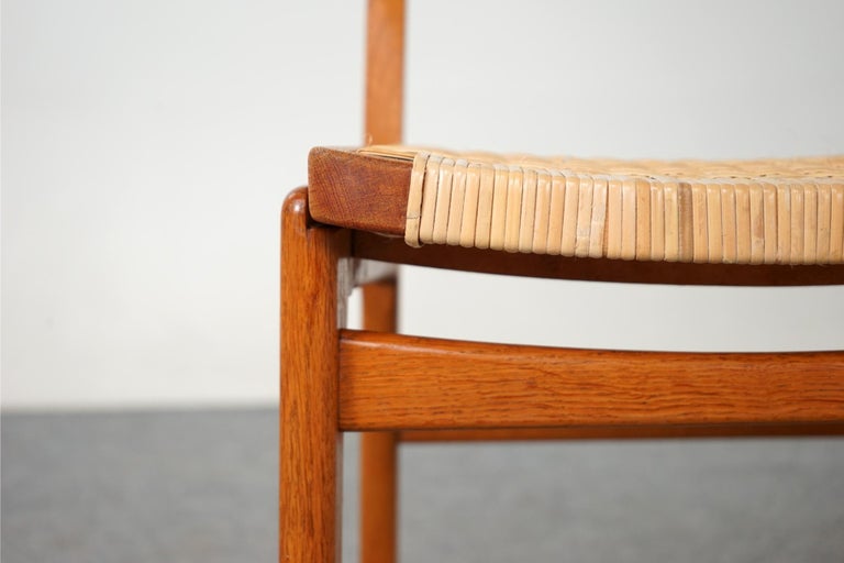 Single Danish Teak and Oak Chair with Rattan For Sale at 1stDibs
