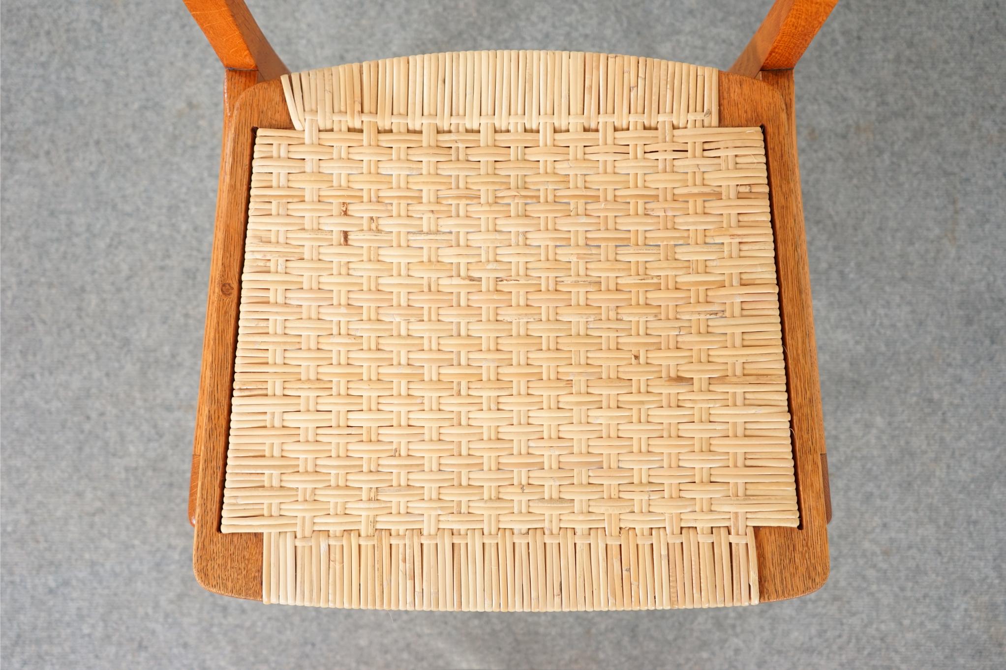 Single Danish Teak & Oak Chair with Rattan In Good Condition In VANCOUVER, CA