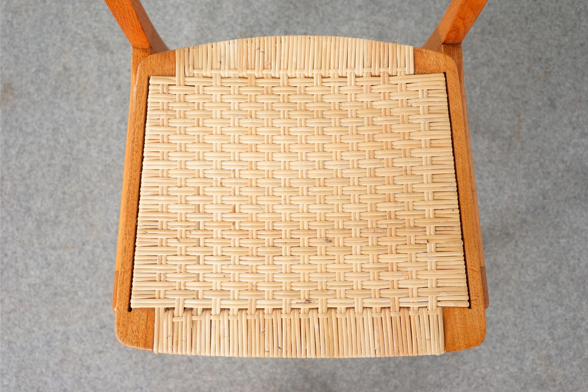 Single Danish Teak & Oak Chair with Rattan In Good Condition For Sale In VANCOUVER, CA