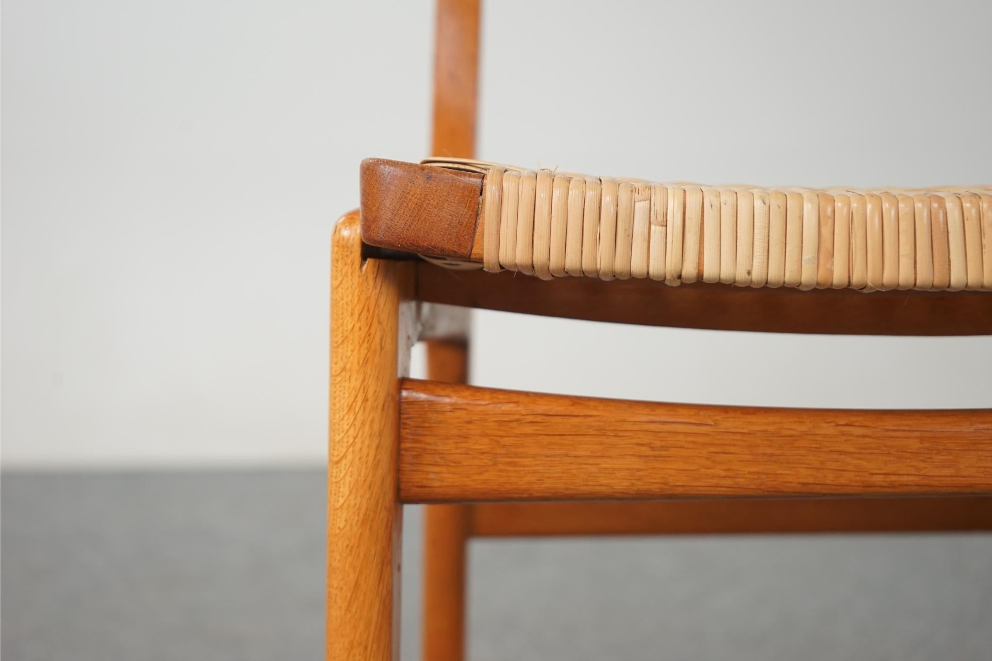 Mid-20th Century Single Danish Teak & Oak Chair with Rattan For Sale