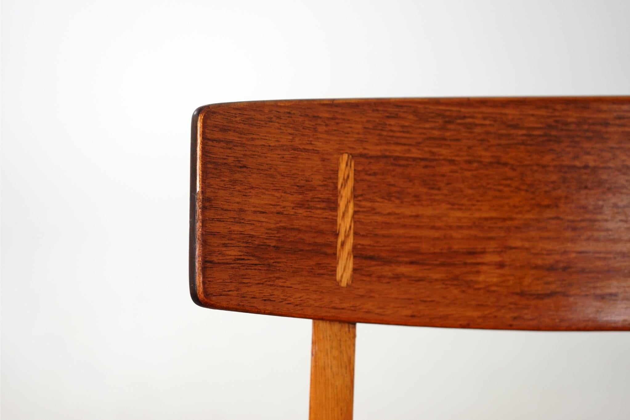 Mid-20th Century Single Danish Teak & Oak Chair with Rattan