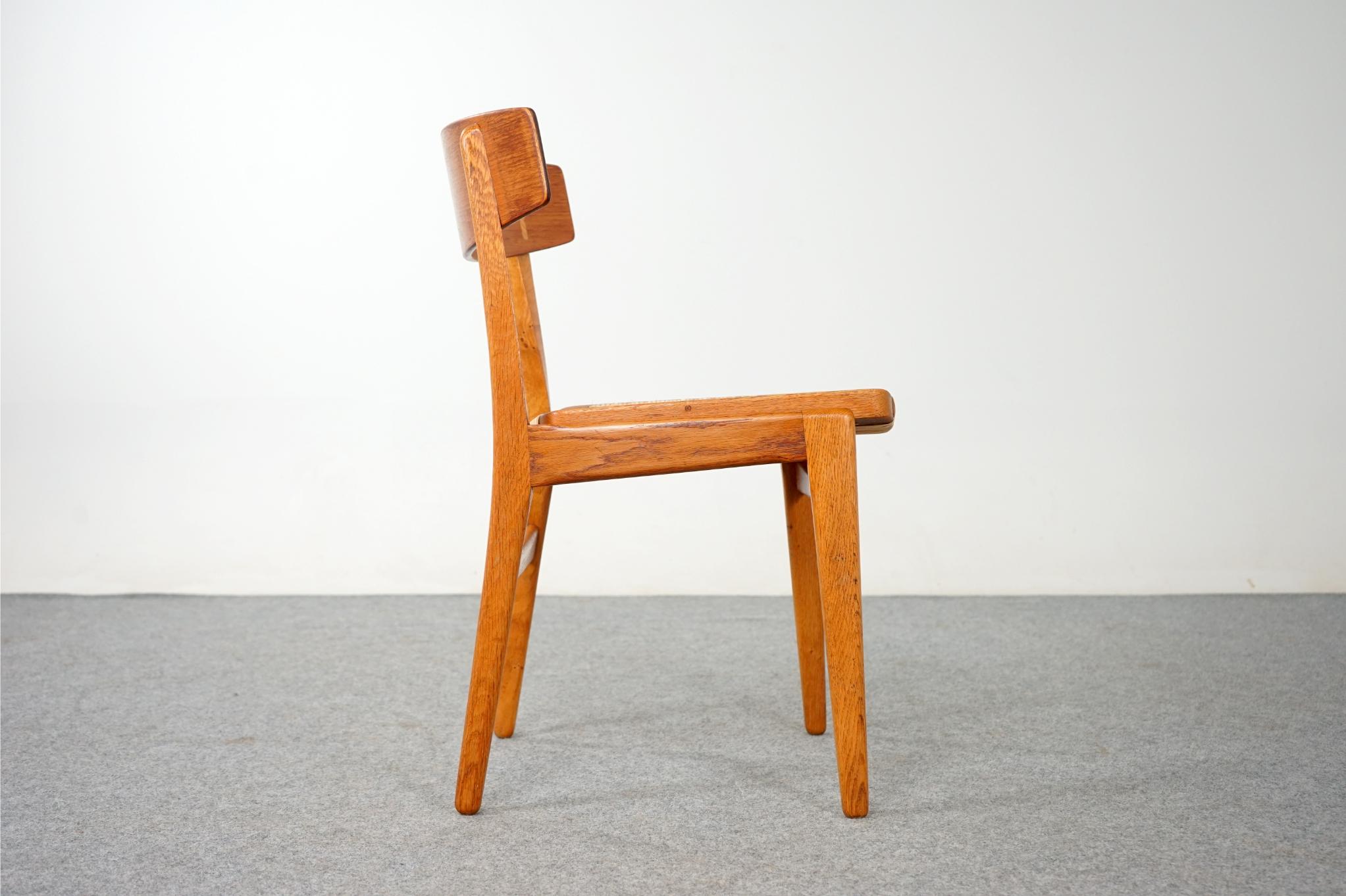 Single Danish Teak & Oak Chair with Rattan 1