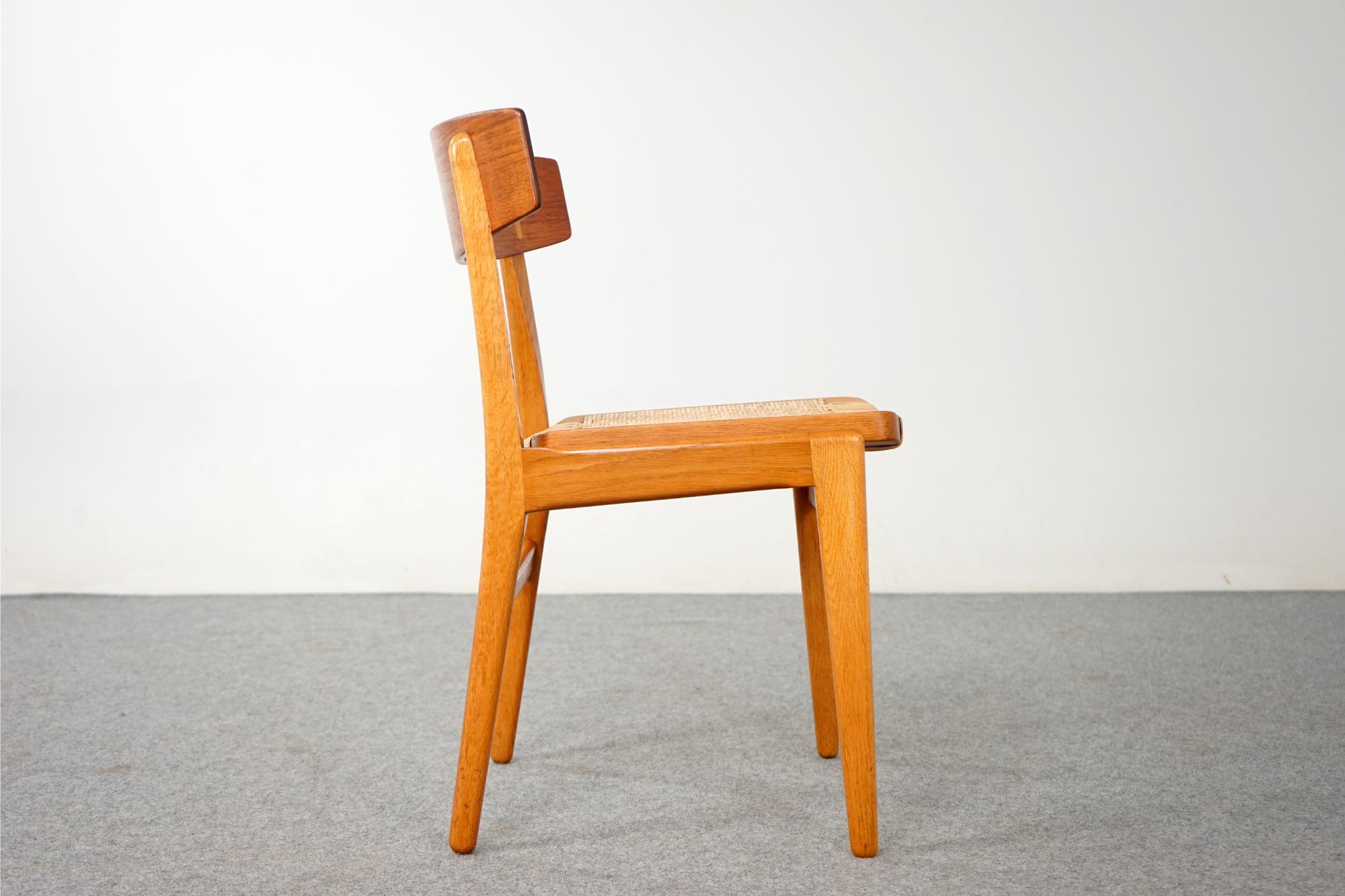 Single Danish Teak & Oak Chair with Rattan For Sale 1