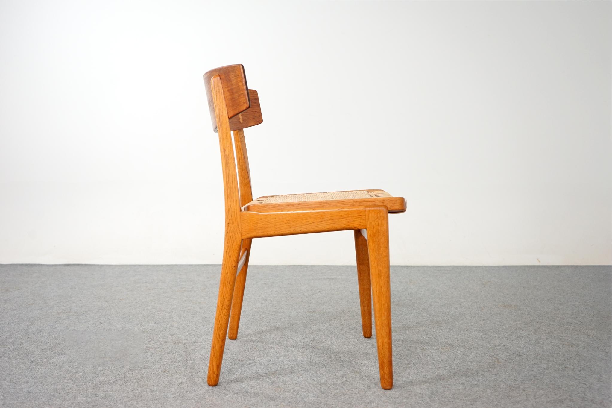 Single Danish Teak & Oak Chair with Rattan 1